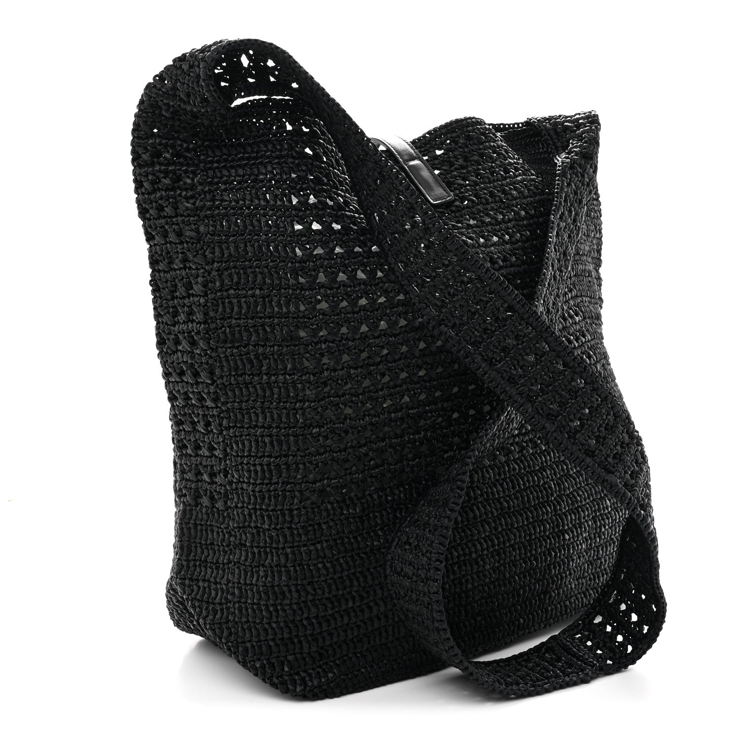Raffia Monogram Le 5 A 7 Medium Tote Black