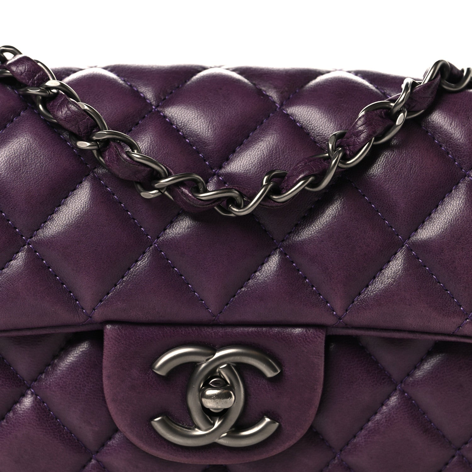 Lambskin East West Flap Purple