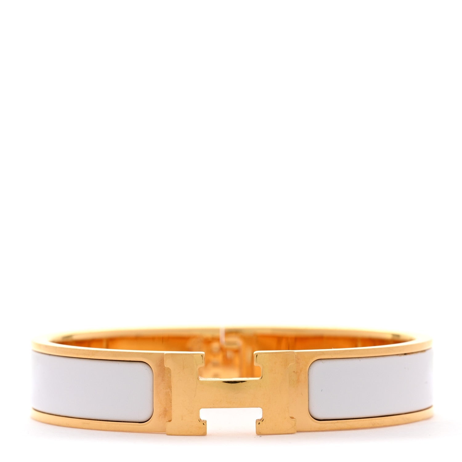 Enamel Narrow Clic Clac H Bracelet PM White