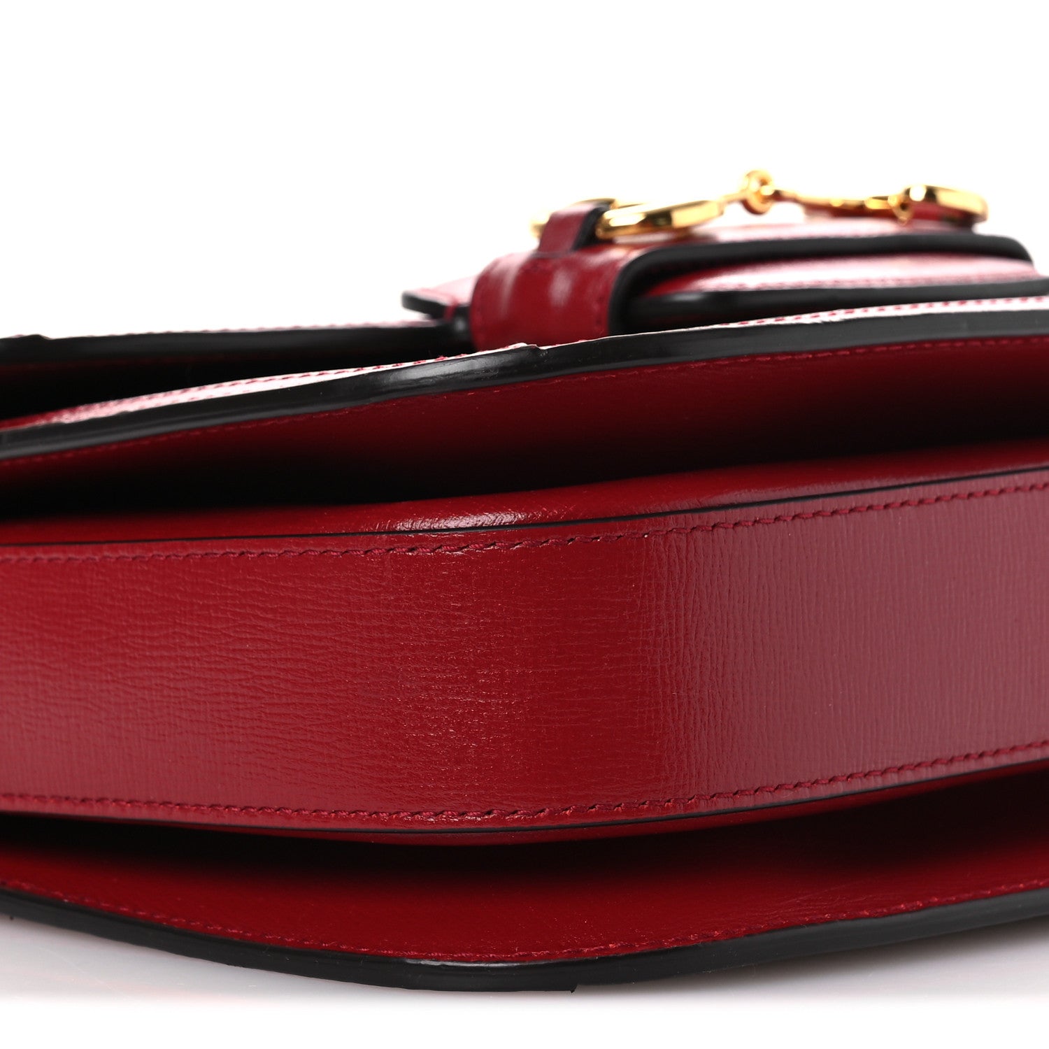 GG Supreme Monogram Azalea Calfskin Horsebit 1955 Shoulder Bag Beige Ebony New Cherry Red