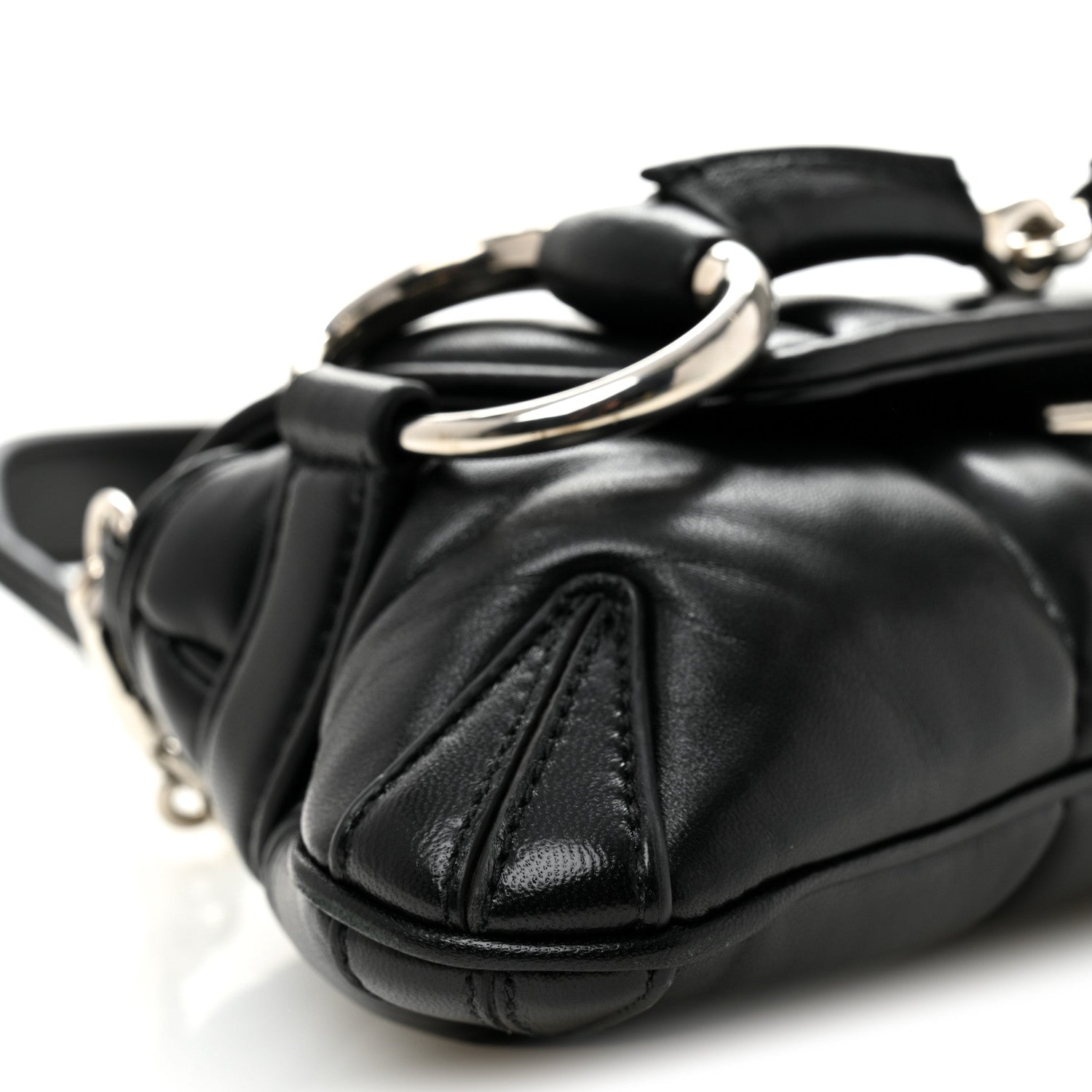 Nappa Vertical Matelasse Small Maxi Horsebit Chain Shoulder Bag Black