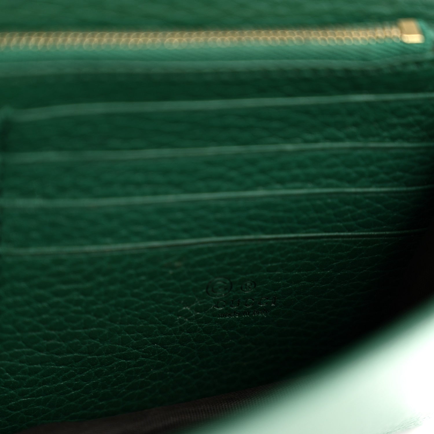 Dollar Calfskin Interlocking G Chain Wallet Emerald