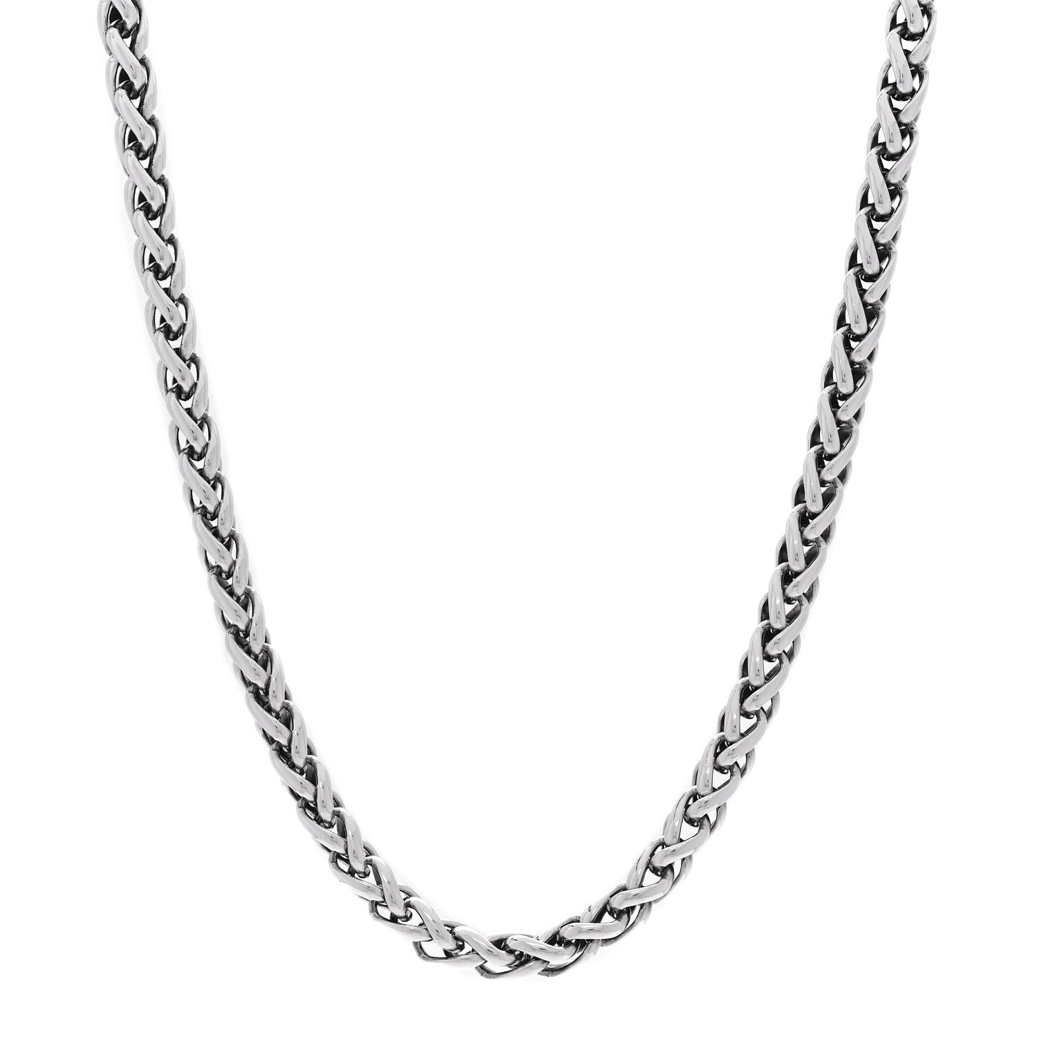 Sterling Silver 14K Yellow Gold 6mm Wheat Chain Necklace