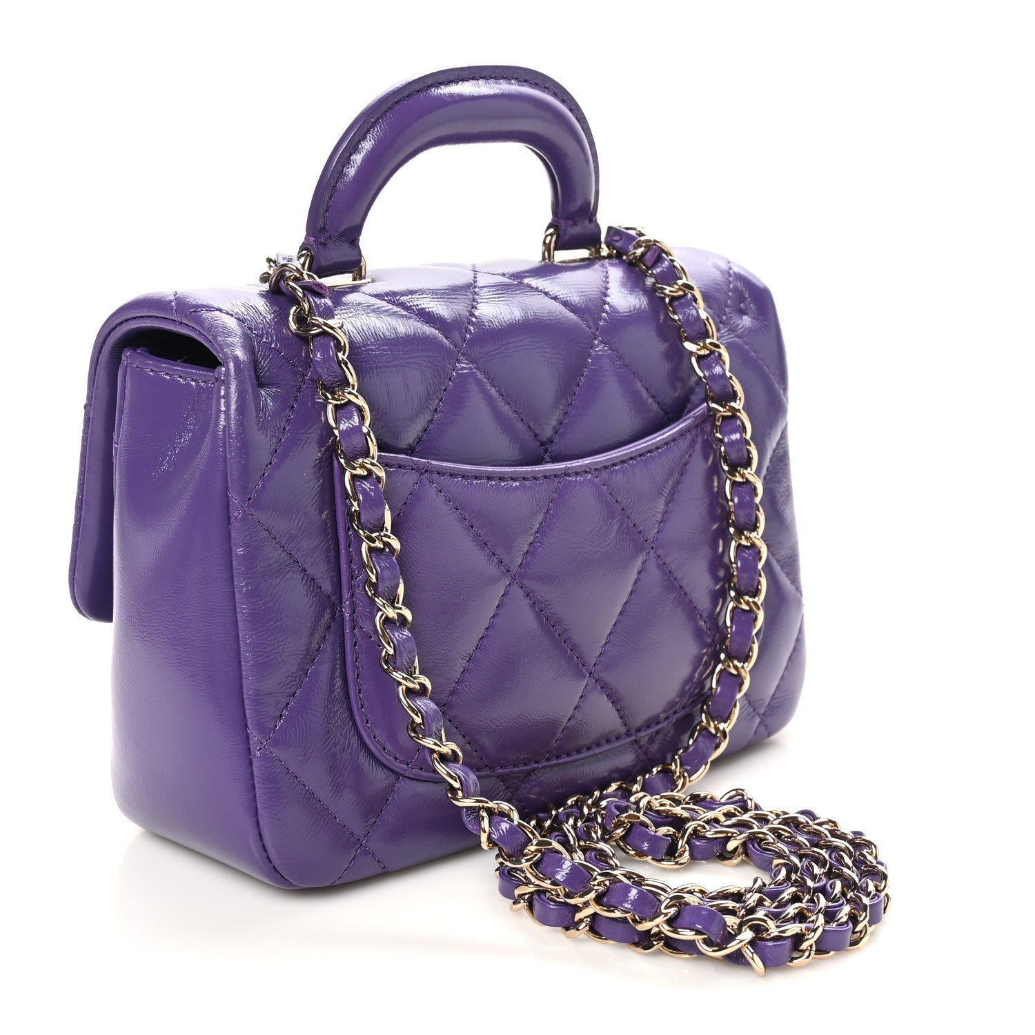 Shiny Lambskin Quilted Mini Coco Trip Flap Bag Purple