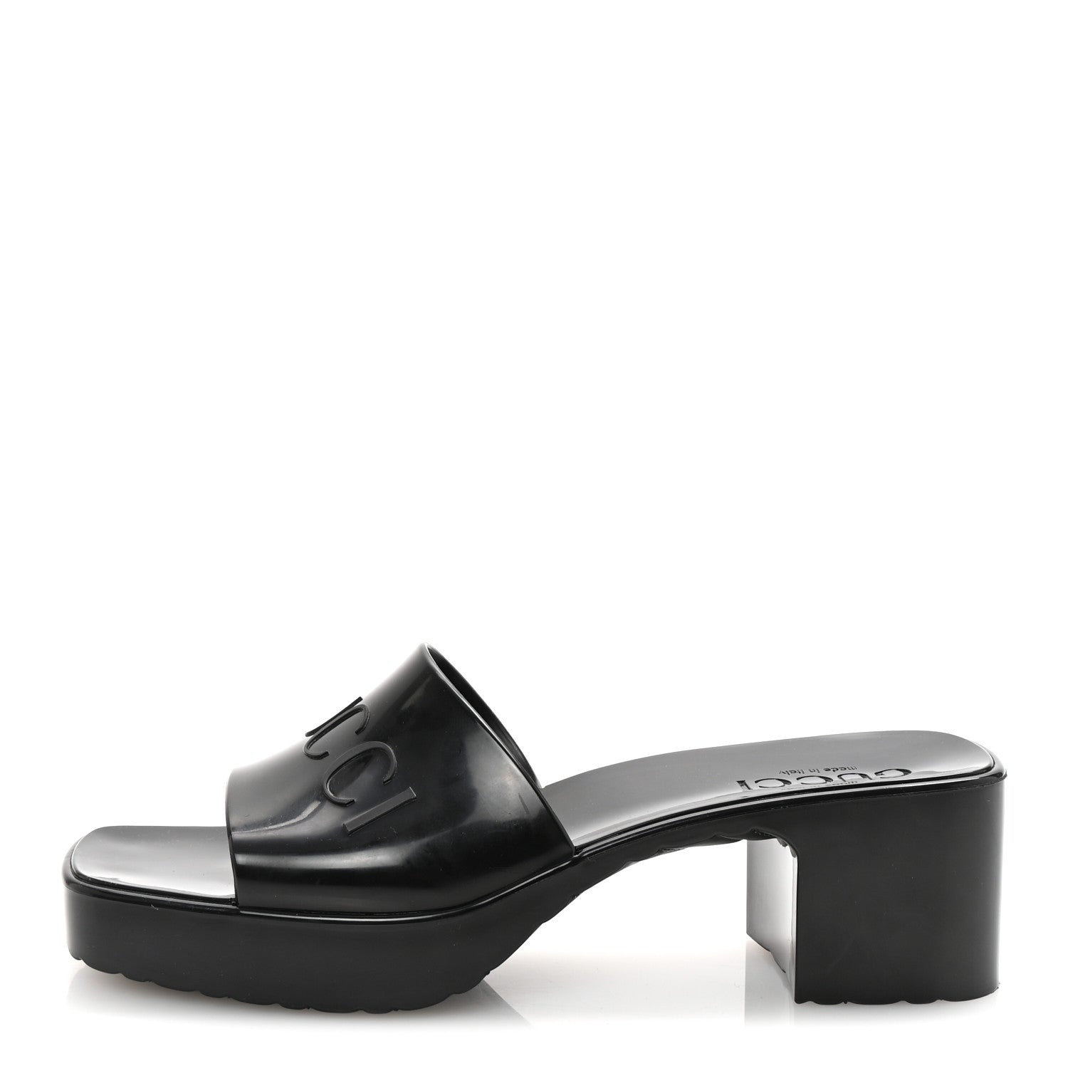 Rubber Gucci Logo Womens Platform 20/60mm Slide Sandals 36 Black
