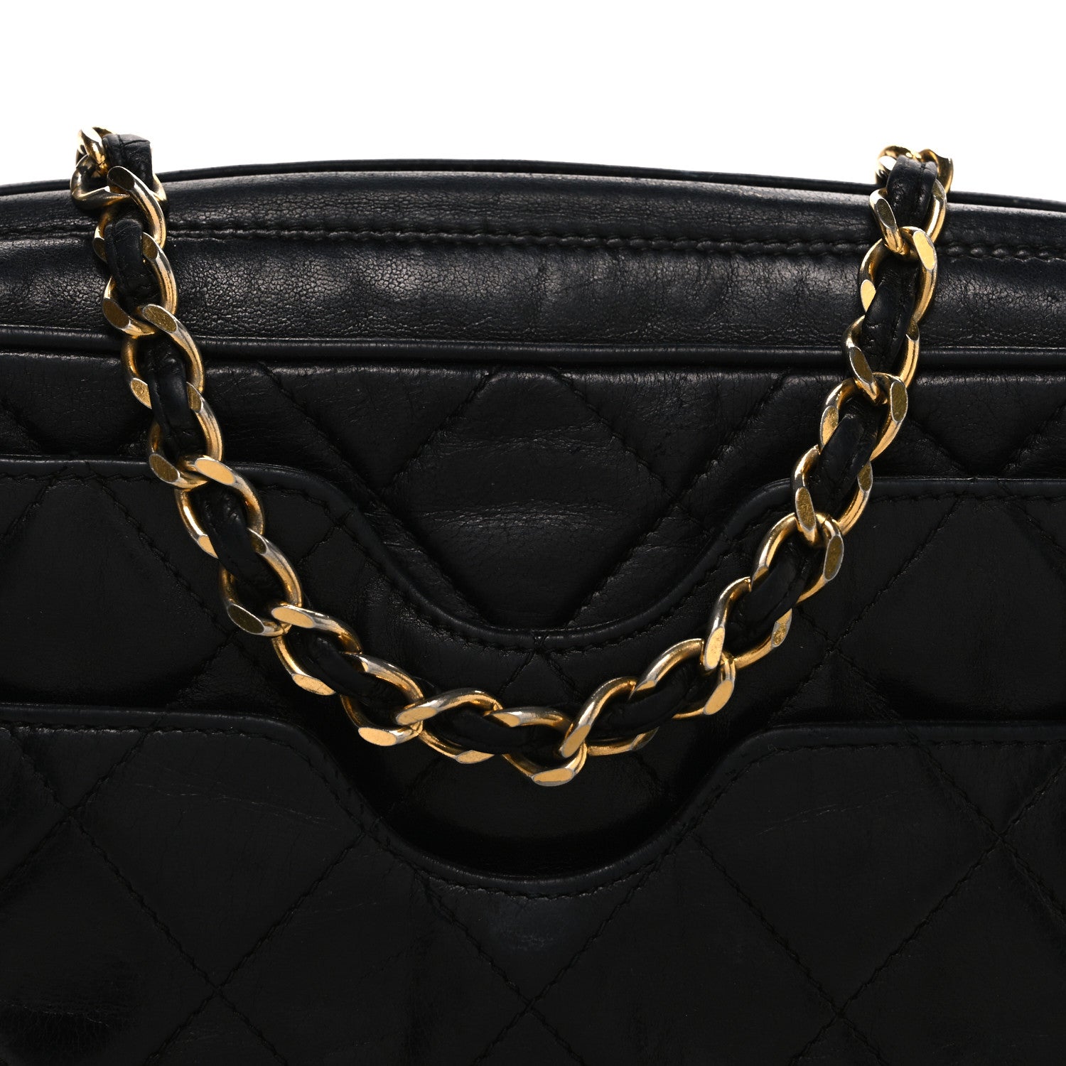 Lambskin Quilted CC Tassel Camera Case Black