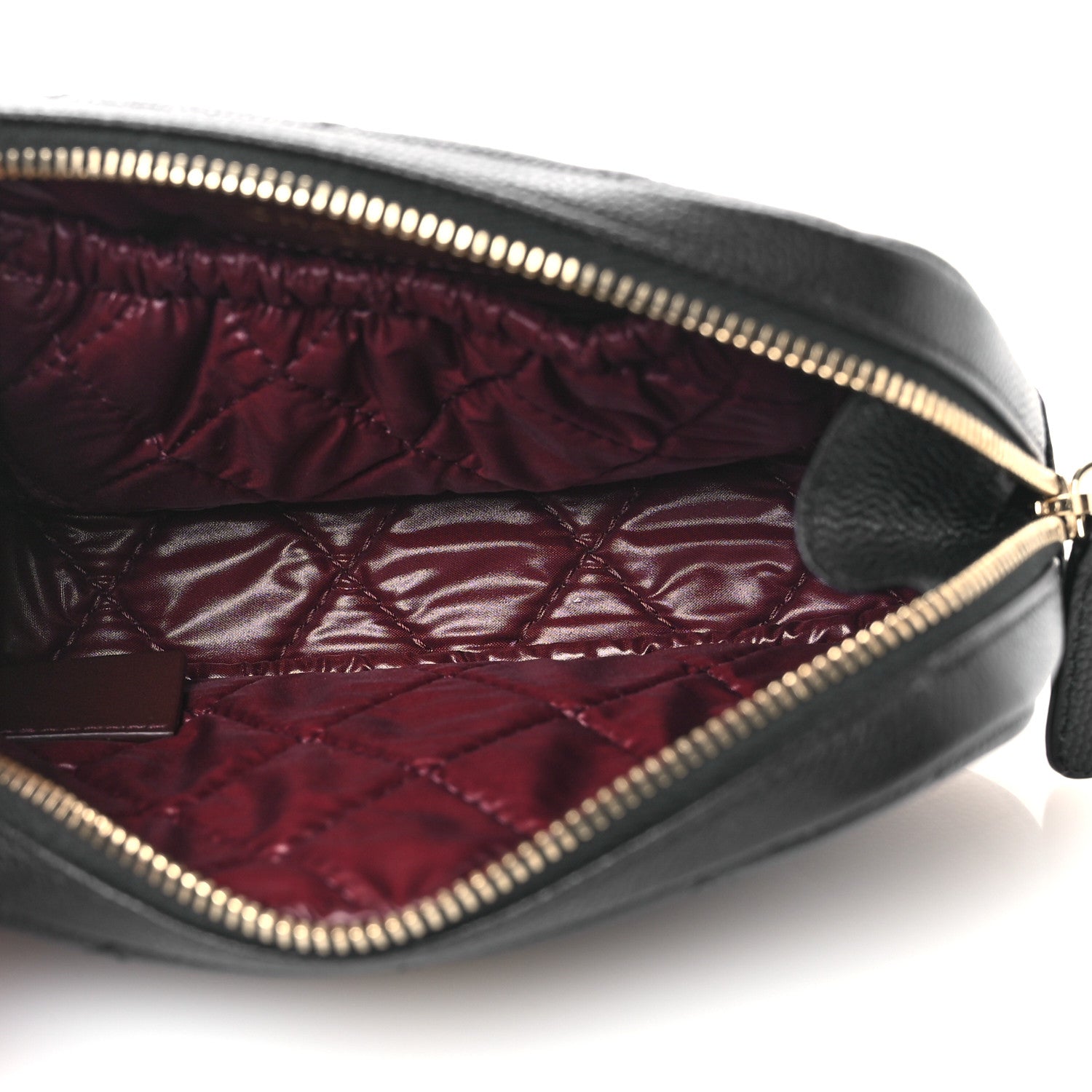 Caviar Quilted Small Curvy Pouch Cosmetic Case Black