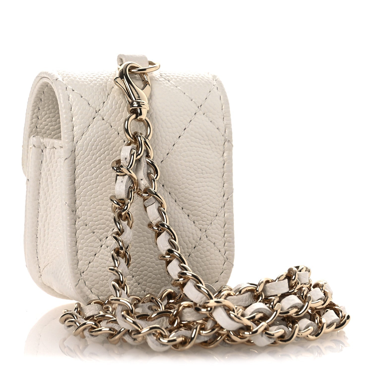 Caviar Quilted Airpods Case White