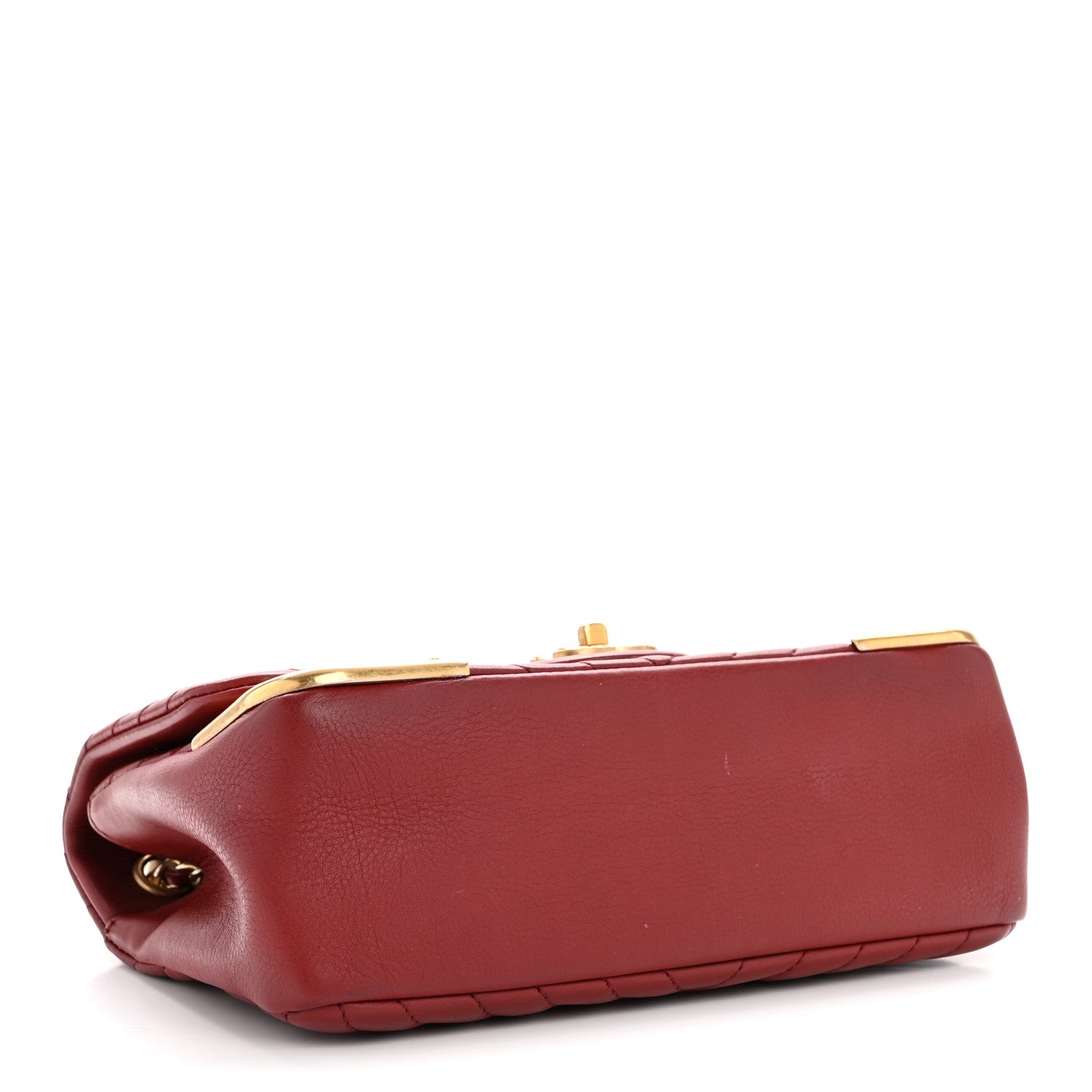 Calfskin Chevron Quilted Mini Rock The Corner Flap Red
