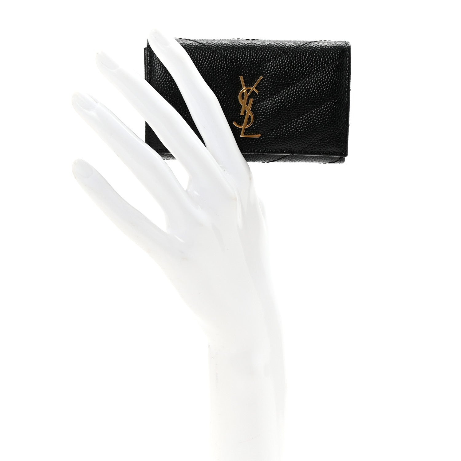 Grain de Poudre Matelasse Cassandre Monogram Slim Key Case Black
