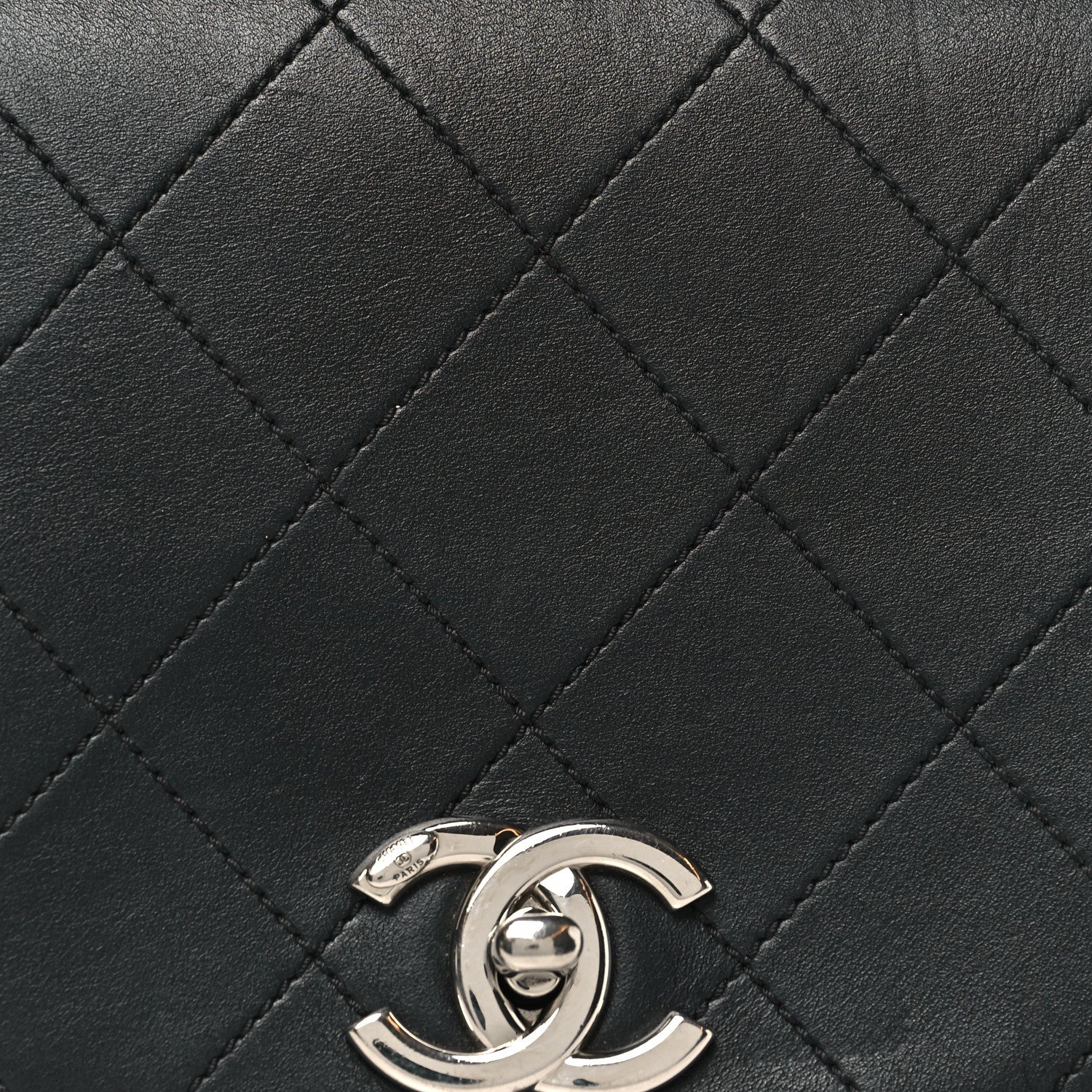 Calfskin Stitched Small Ring My Bag Flap Crossbody Bag Black