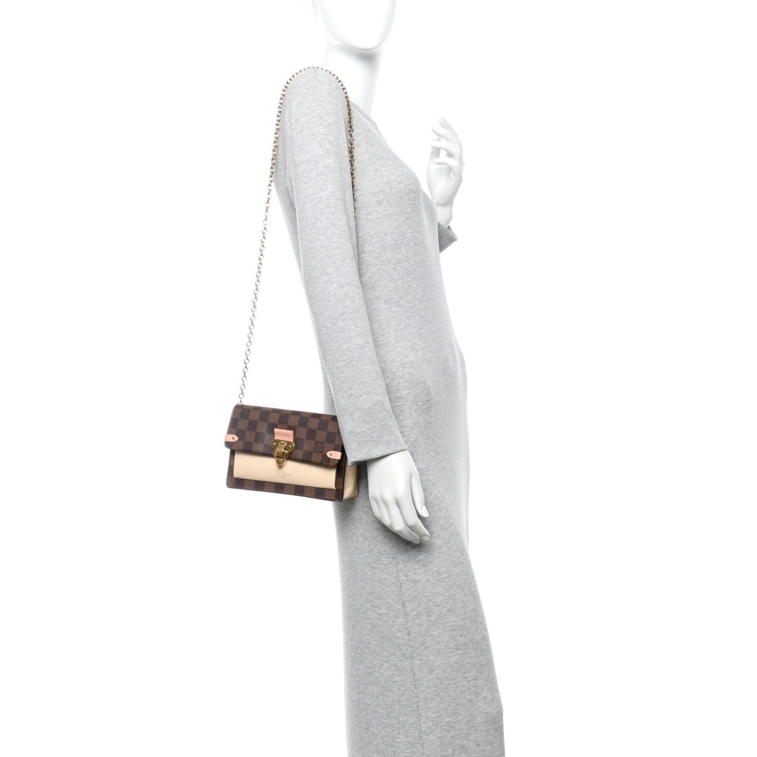 Damier Ebene Vavin Chain Wallet Creme