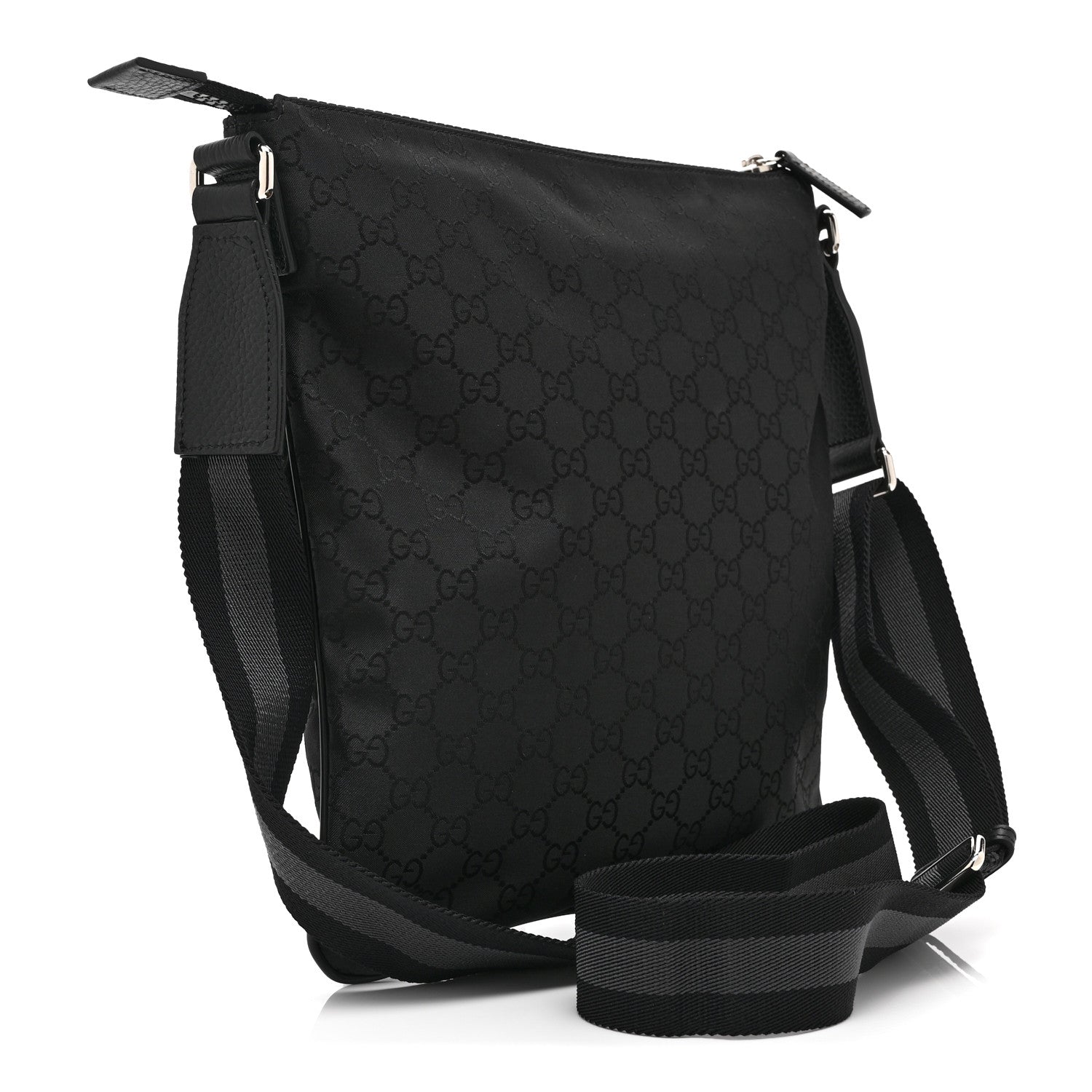 Nylon Monogram Small Flat Messenger Bag Black