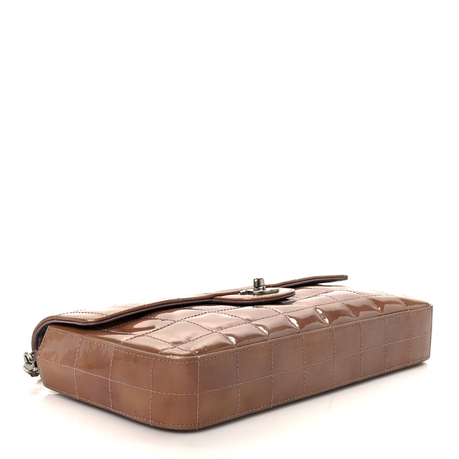 Patent Quilted East West Chocolate Bar Flap Light Purple