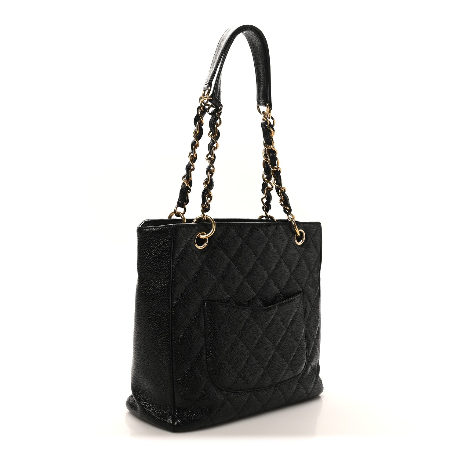 Caviar Quilted Petit Shopping Tote PST Black