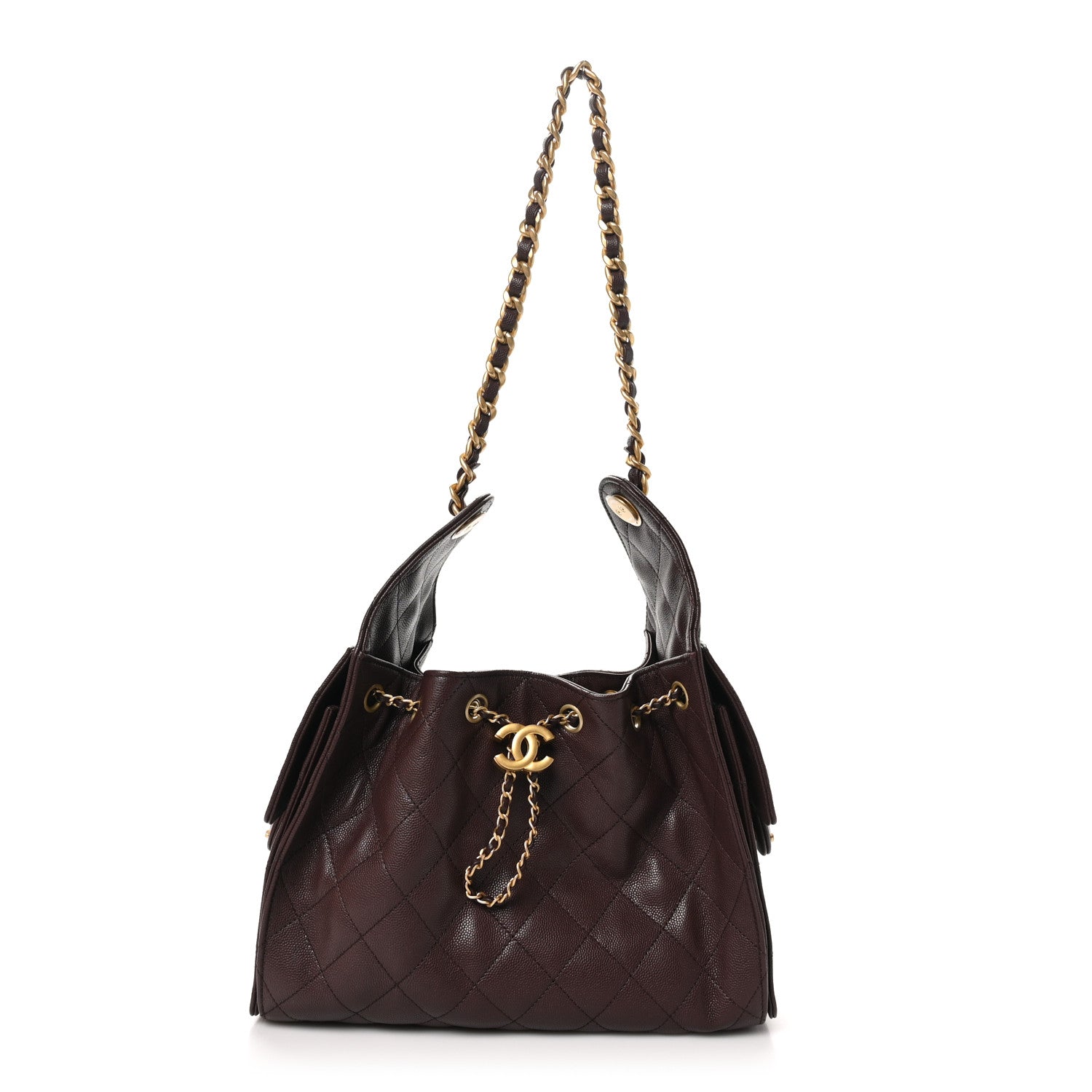 Caviar Quilted Small Chanel 25 Handbag Dark Brown