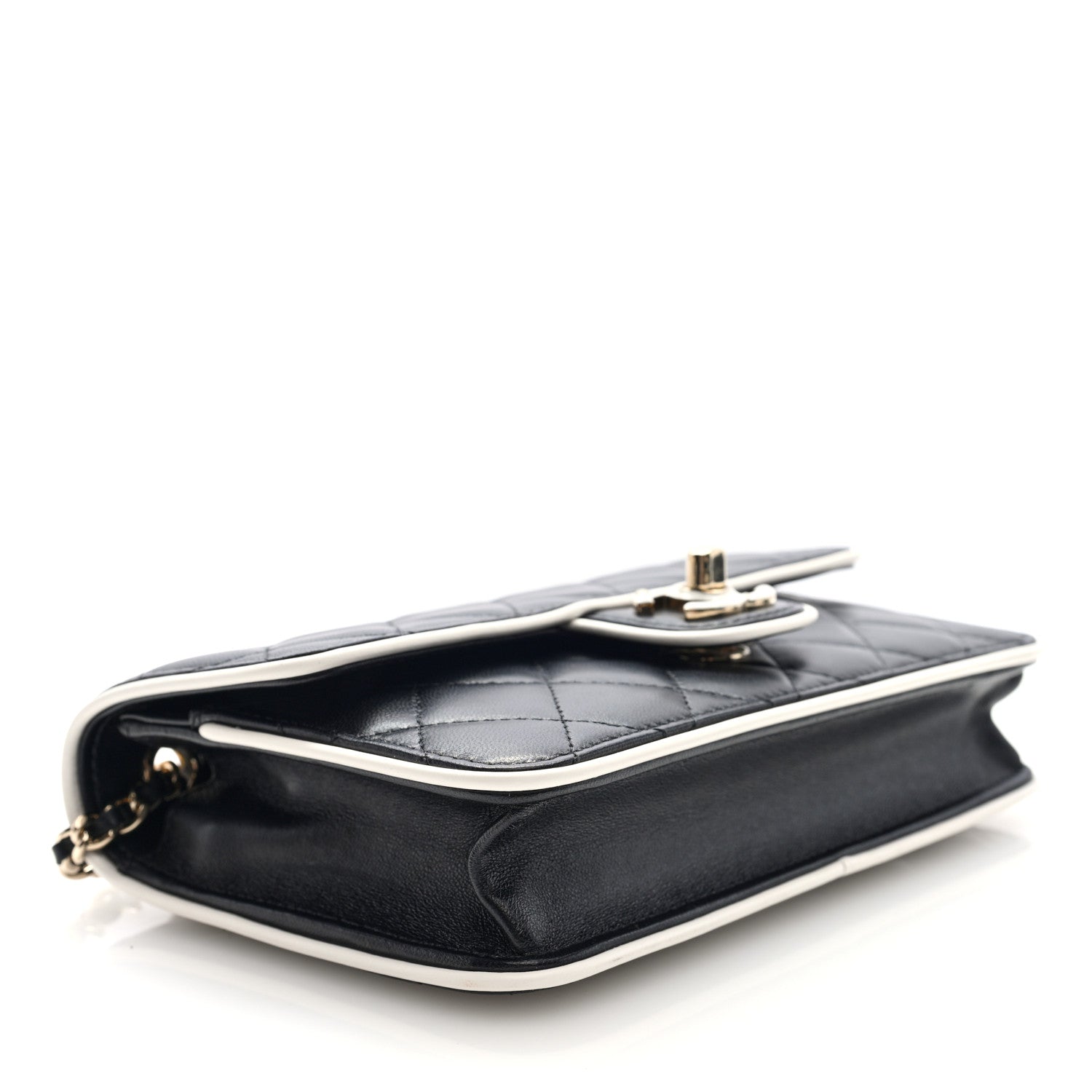 Lambskin Quilted Resin CC Mini Flap Bag Black White