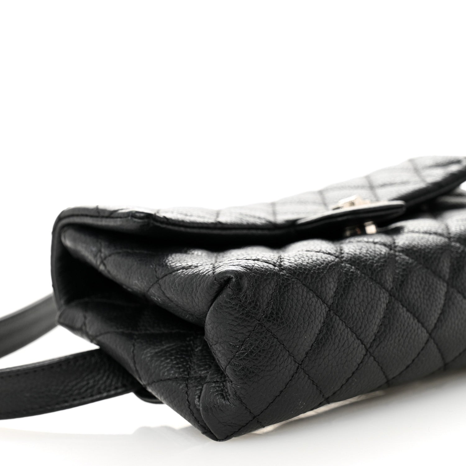 Grained Calfskin Quilted 2.55 Reissue Flap Belt Bag Clutch Black