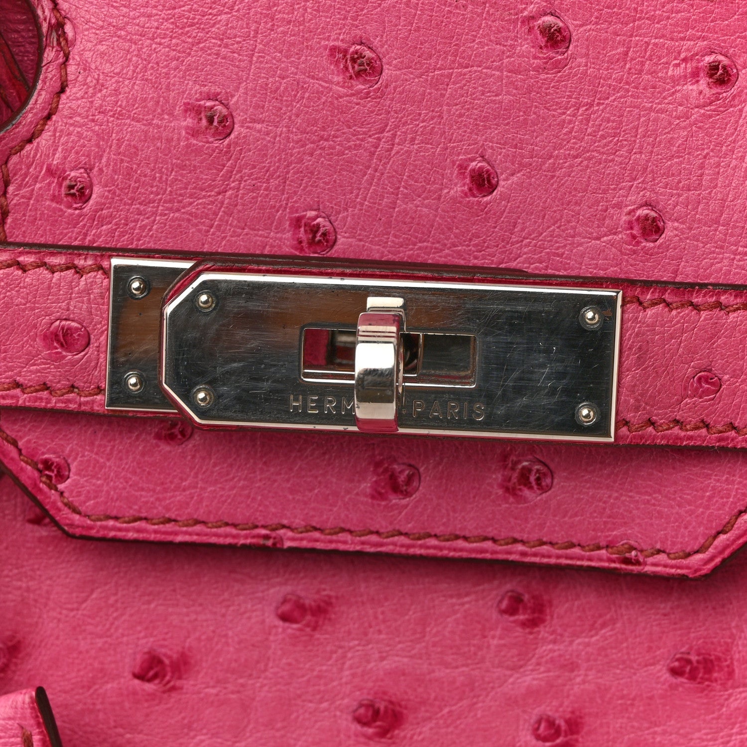 Ostrich Birkin 30 Rose Pourpre