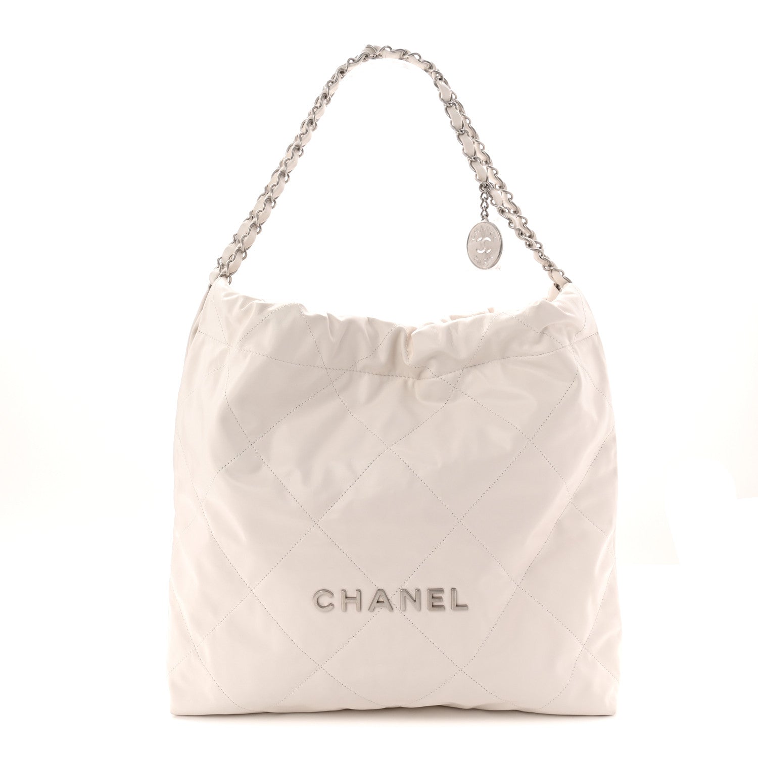 Shiny Calfskin Quilted Chanel 22 White