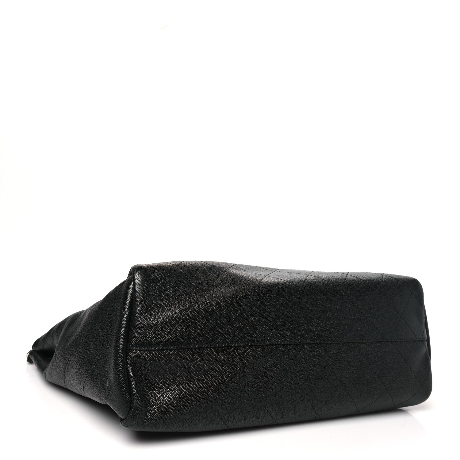 Caviar Stitched Large Lady Coco Shopping Tote Black