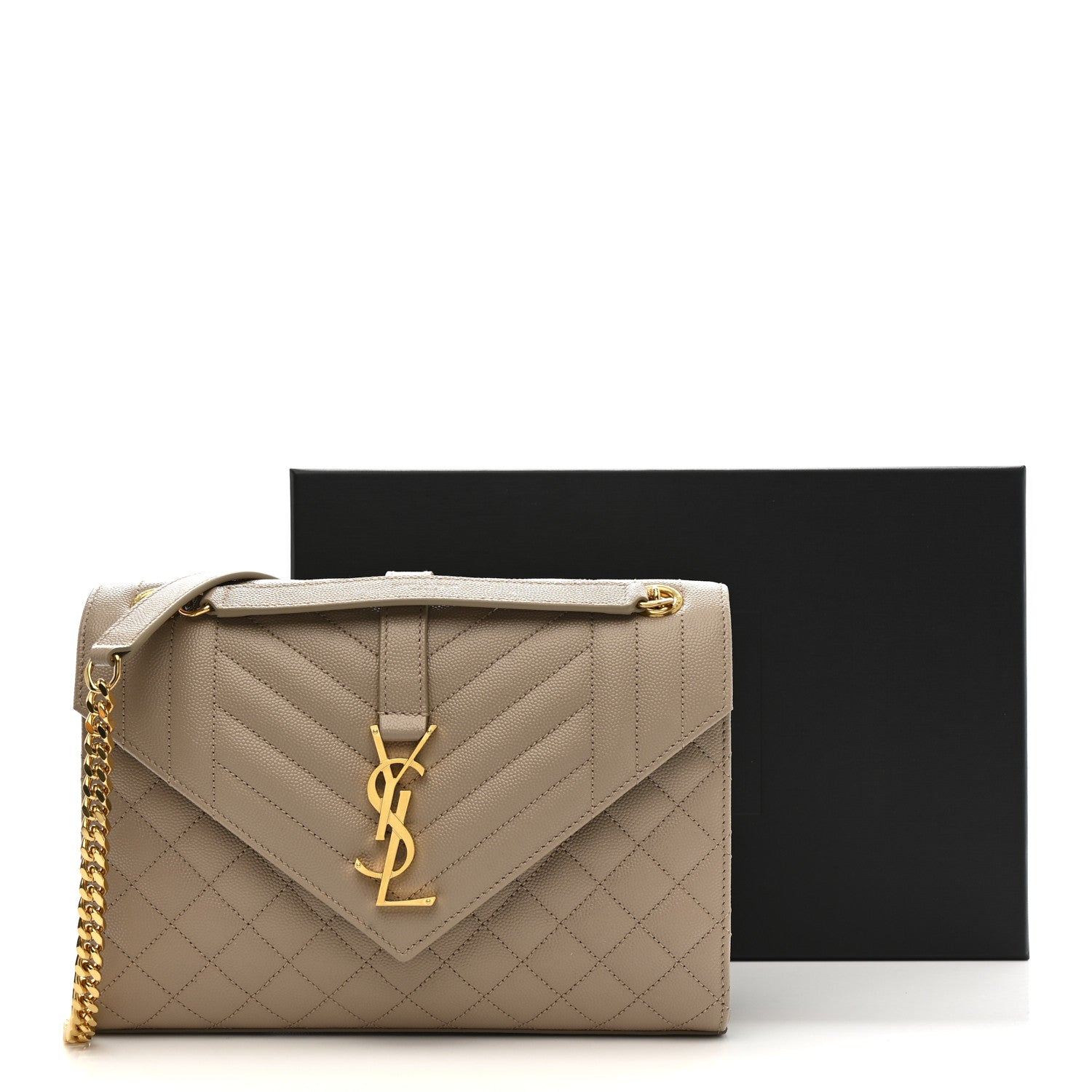 Grain De Poudre Textured Mixed Matelasse Medium Triquilt Monogram Satchel Dark Beige