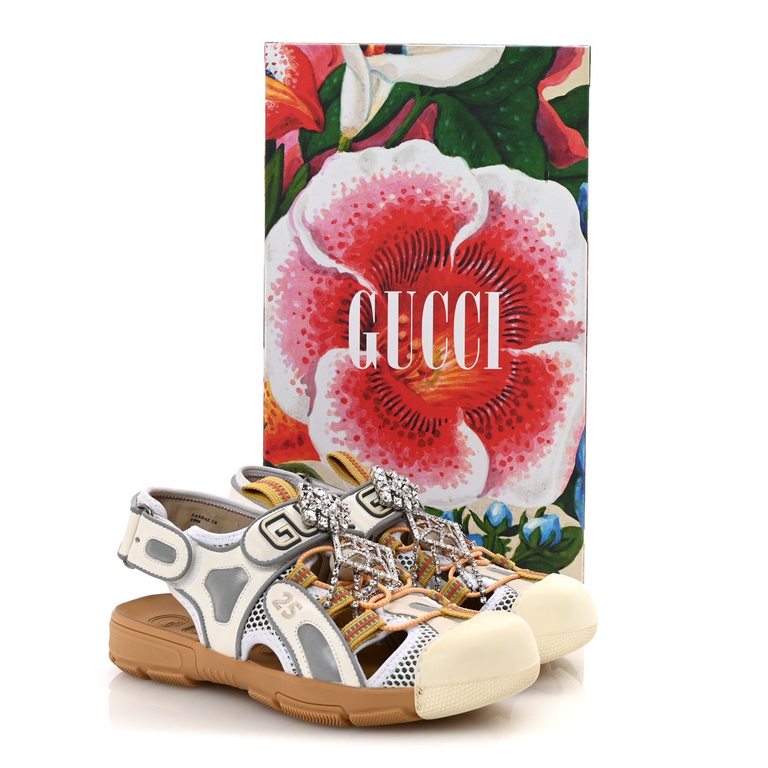 Mesh Fabric Tinsel Sport Sandals 37 White Silver