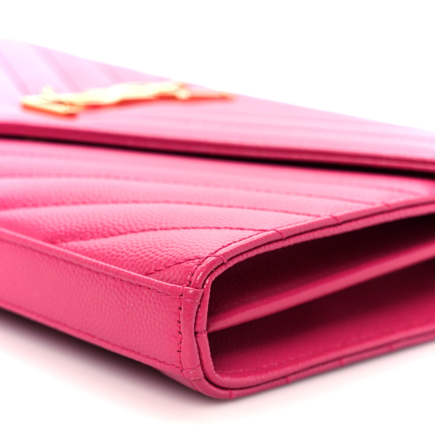 Grain De Poudre Matelasse Chevron Monogram Envelope Chain Wallet Bubblegum