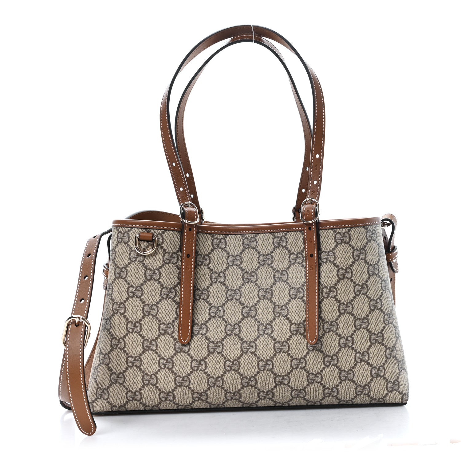 GG Supreme Monogram Emblem Medium Tote Bag Beige Dark Brown