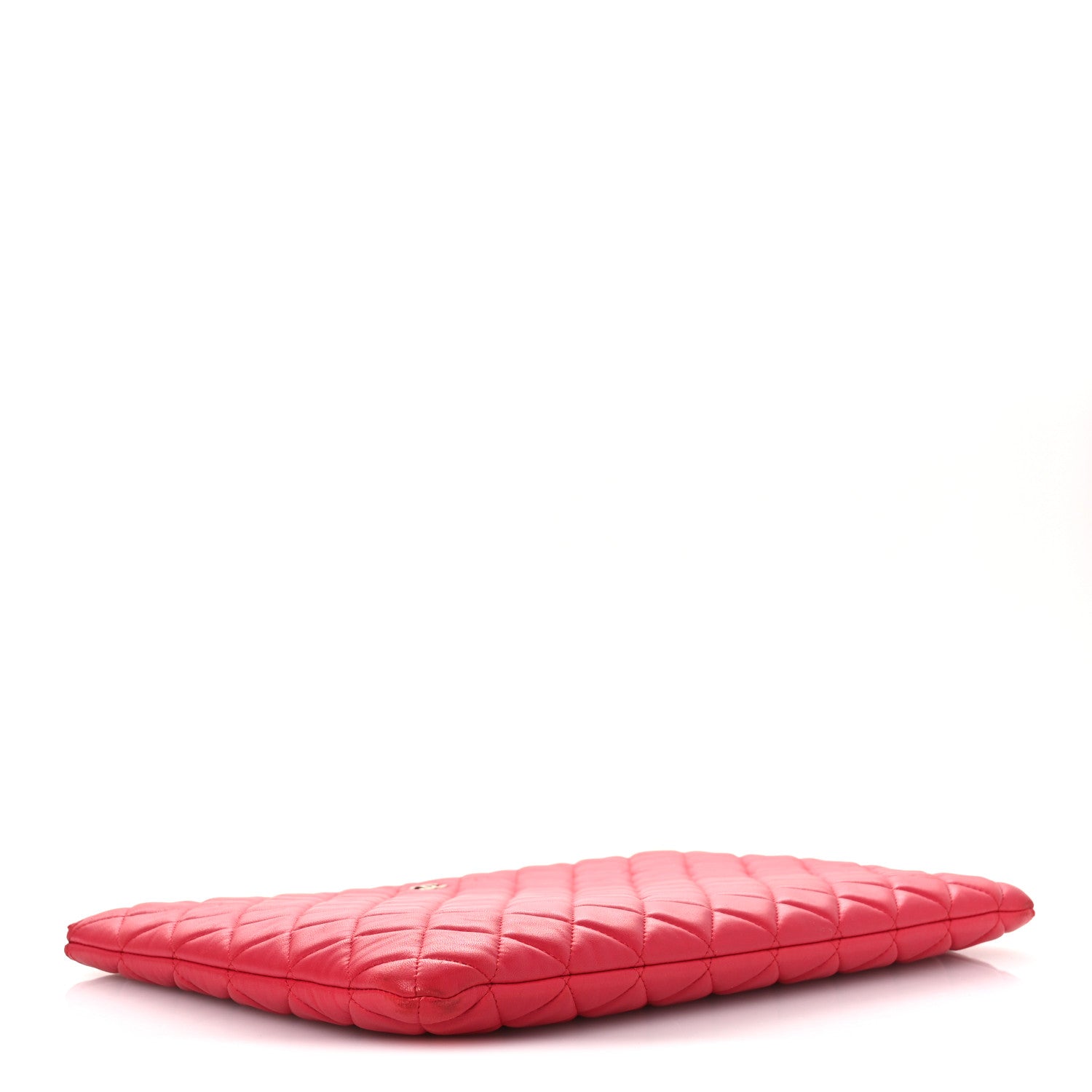 Lambskin Quilted Large Cosmetic Case Red