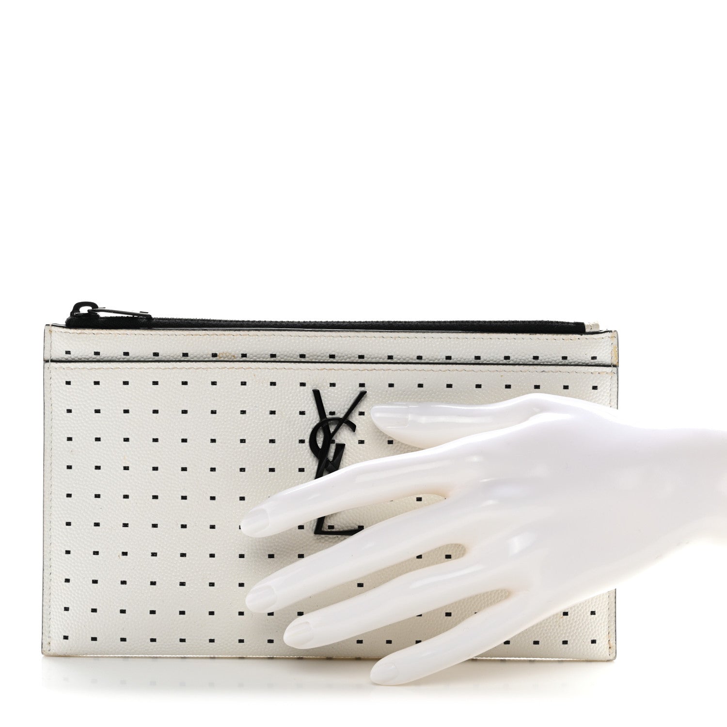 Grain De Poudre Square Dot Monogram Bill Pouch White Black