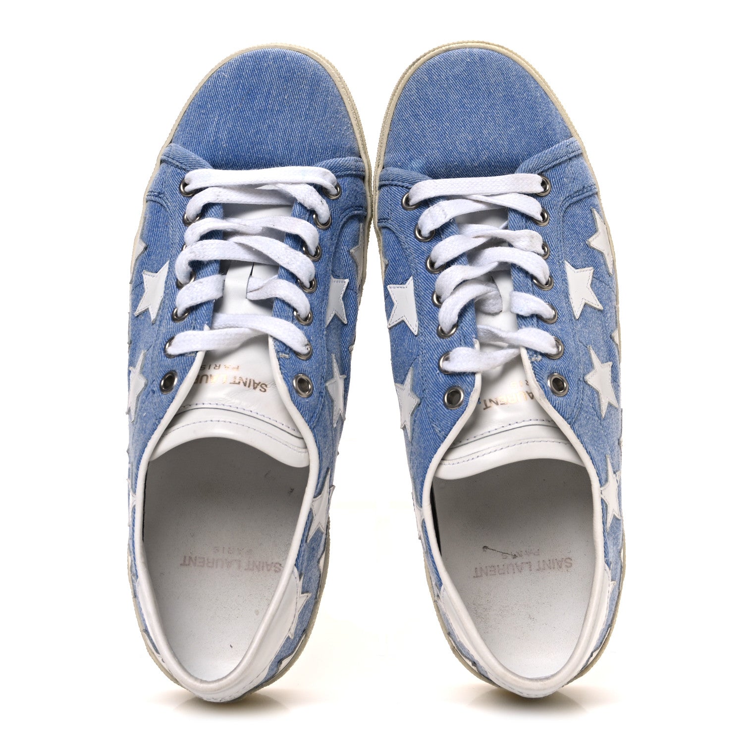 Denim Calfskin Star Court Sneakers 39 Blue