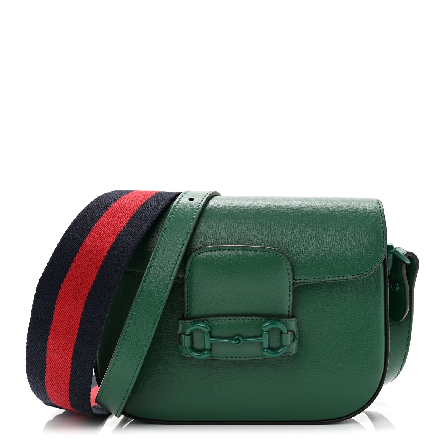 Azalea Calfskin Web Monochrome Horsebit 1955 Shoulder Bag Emerald