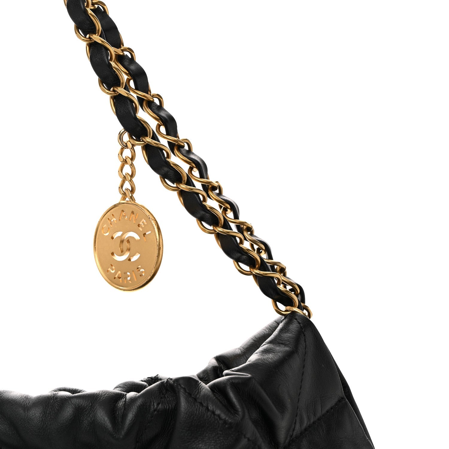 Shiny Calfskin Quilted Chanel 22 Black