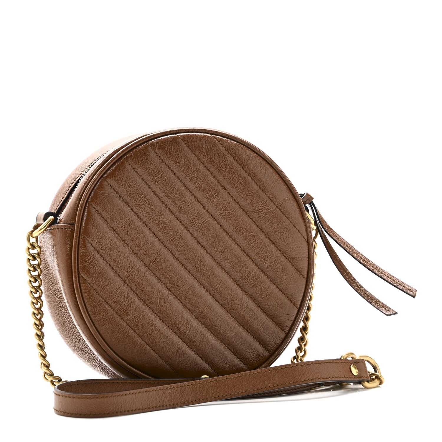 Azalea Calfskin Matelasse Diagonal Mini GG Marmont Round Shoulder Bag Cuir