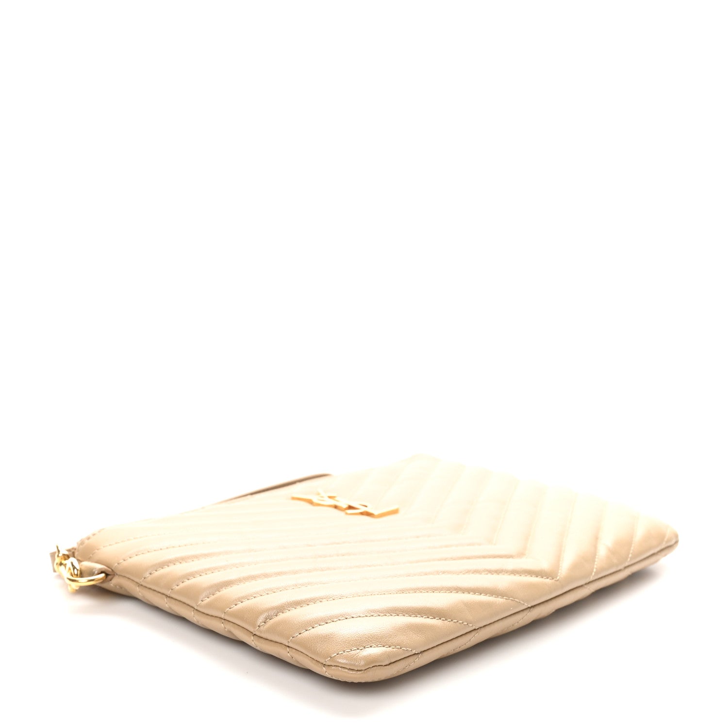 Calfskin Matelasse Chevron Monogram A5 Wristlet Dark Latte