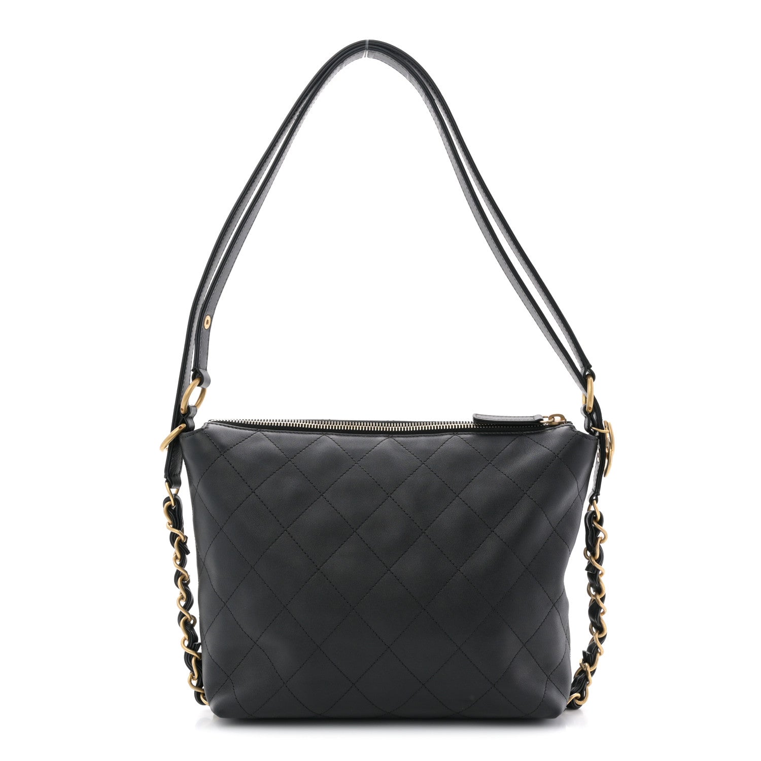 Calfskin Quilted Convertible CC Chain Hobo Black