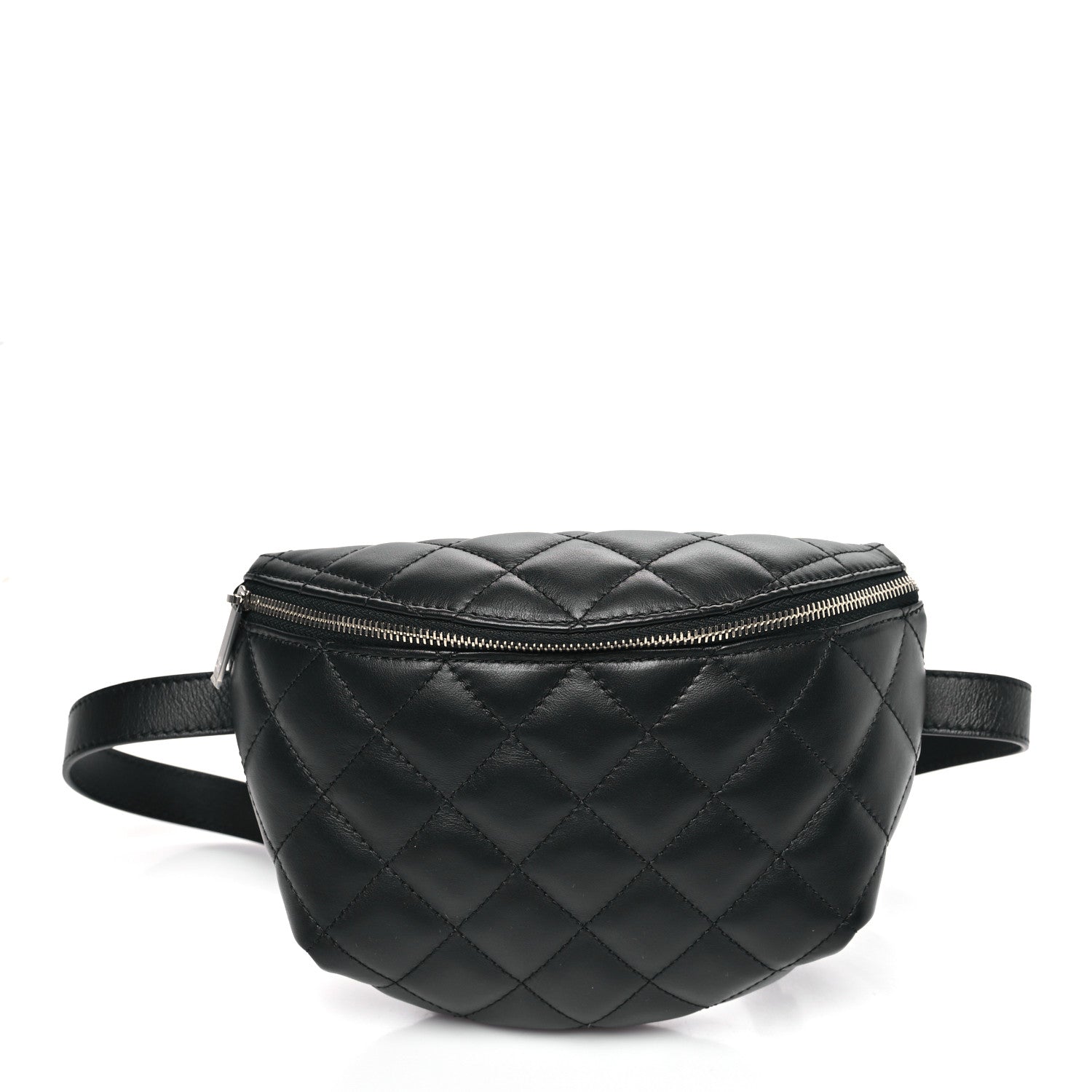 Calfskin Quilted Waist Belt Bag Black