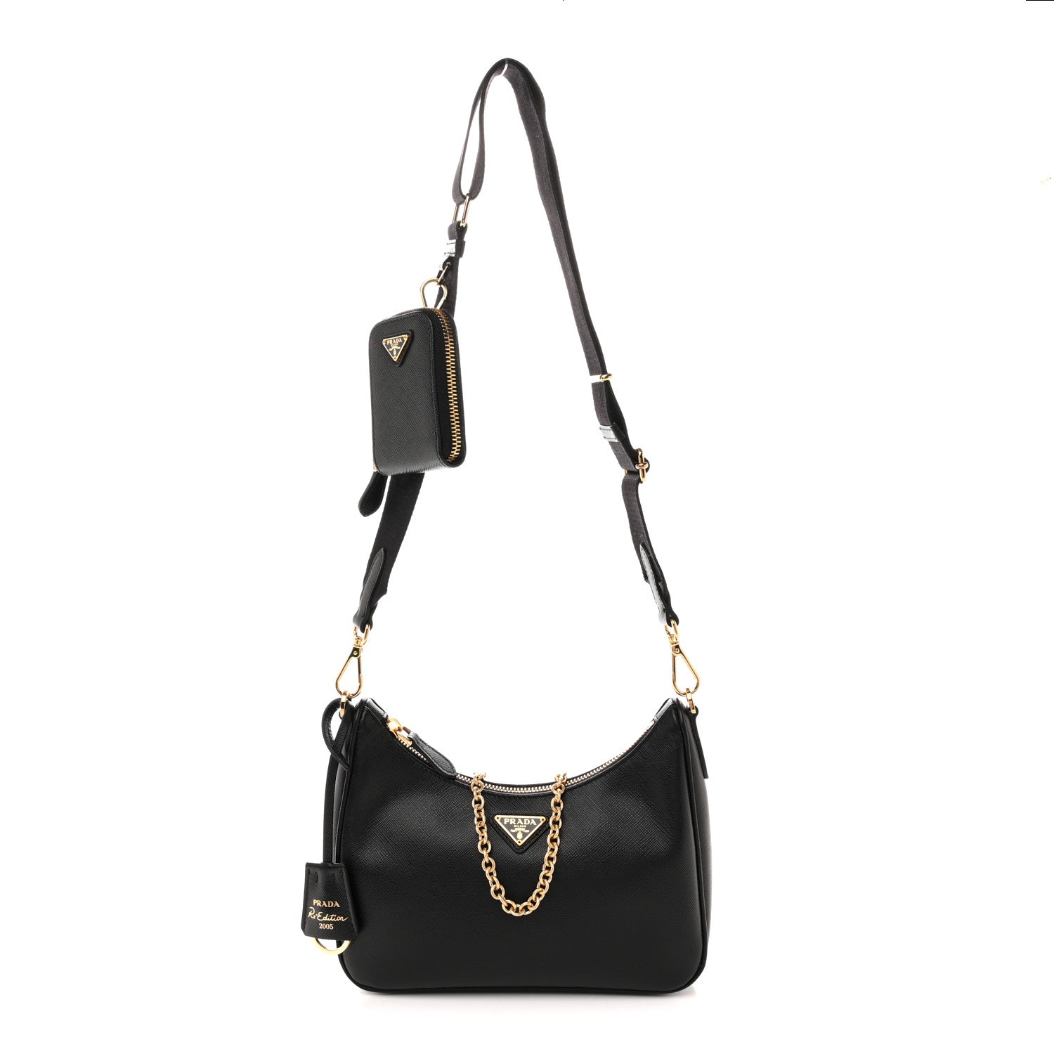 Saffiano Lux Re-Edition 2005 Shoulder Bag Black
