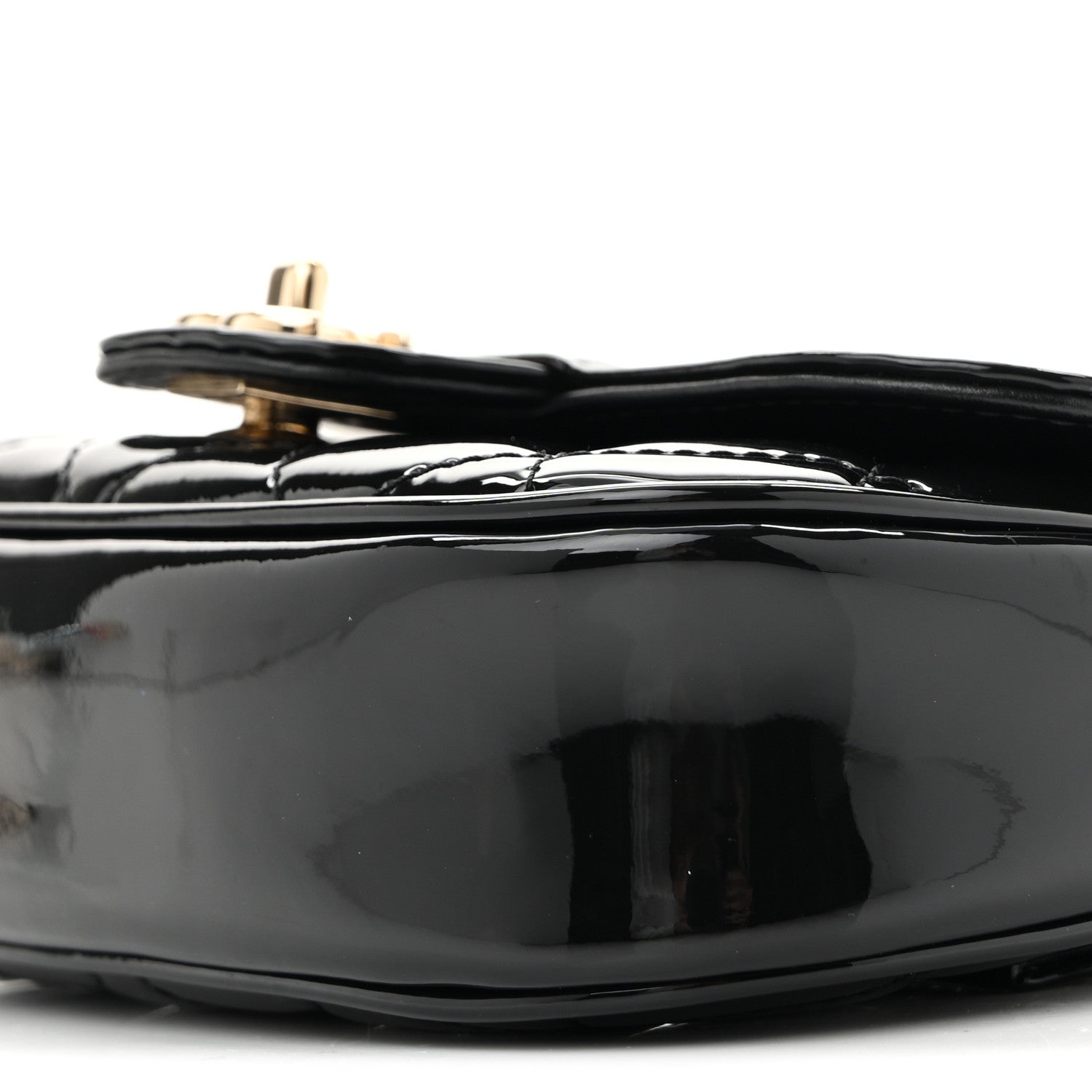 Patent Calfskin Quilted Mini Clutch Black