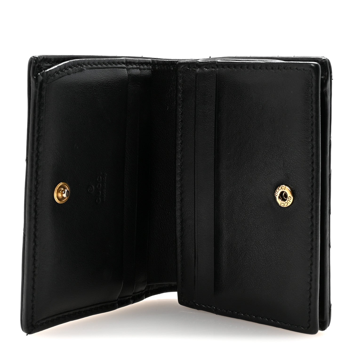 Calfskin Matelasse GG Marmont Card Case Wallet Black