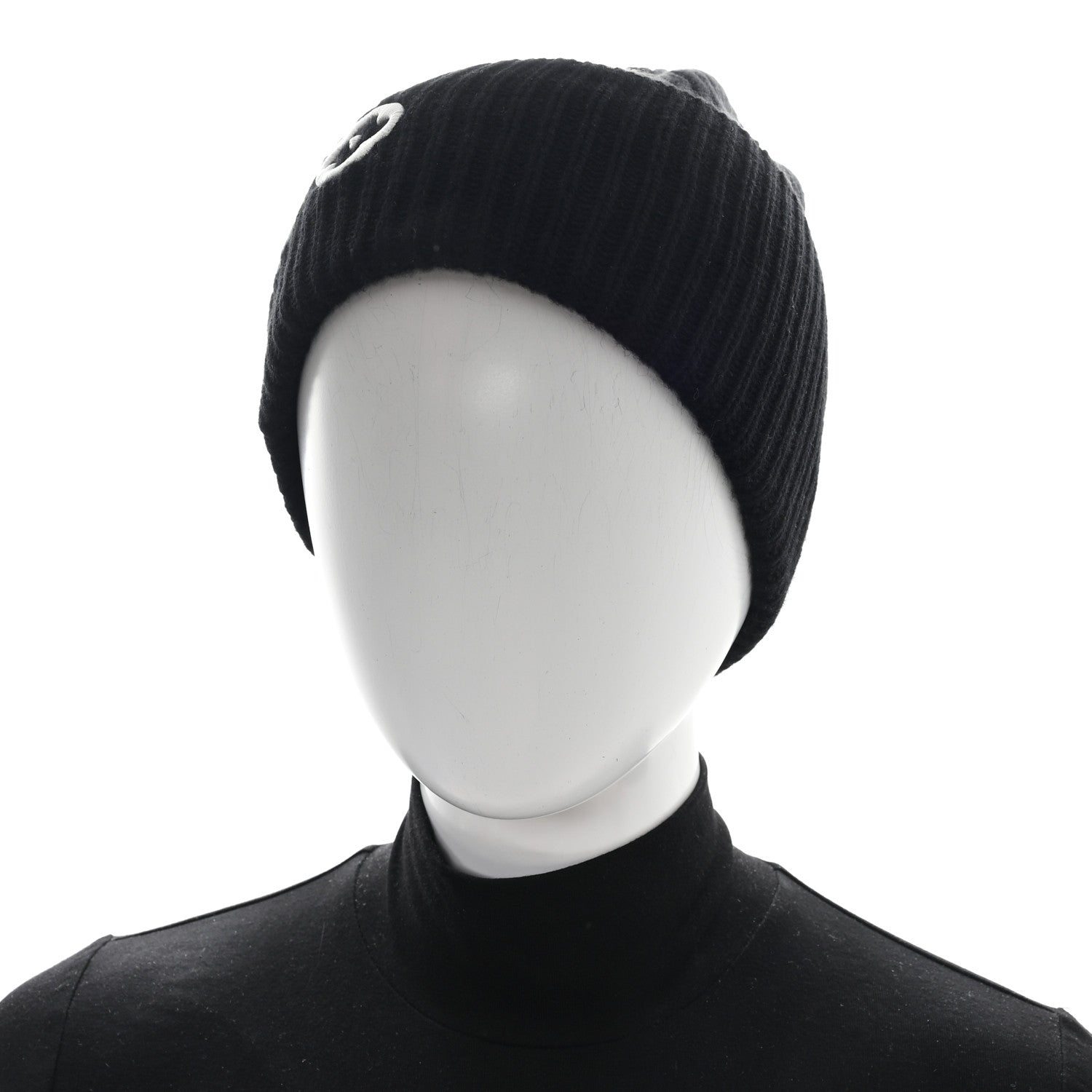 Wool LV Headline Beanie Hat Black