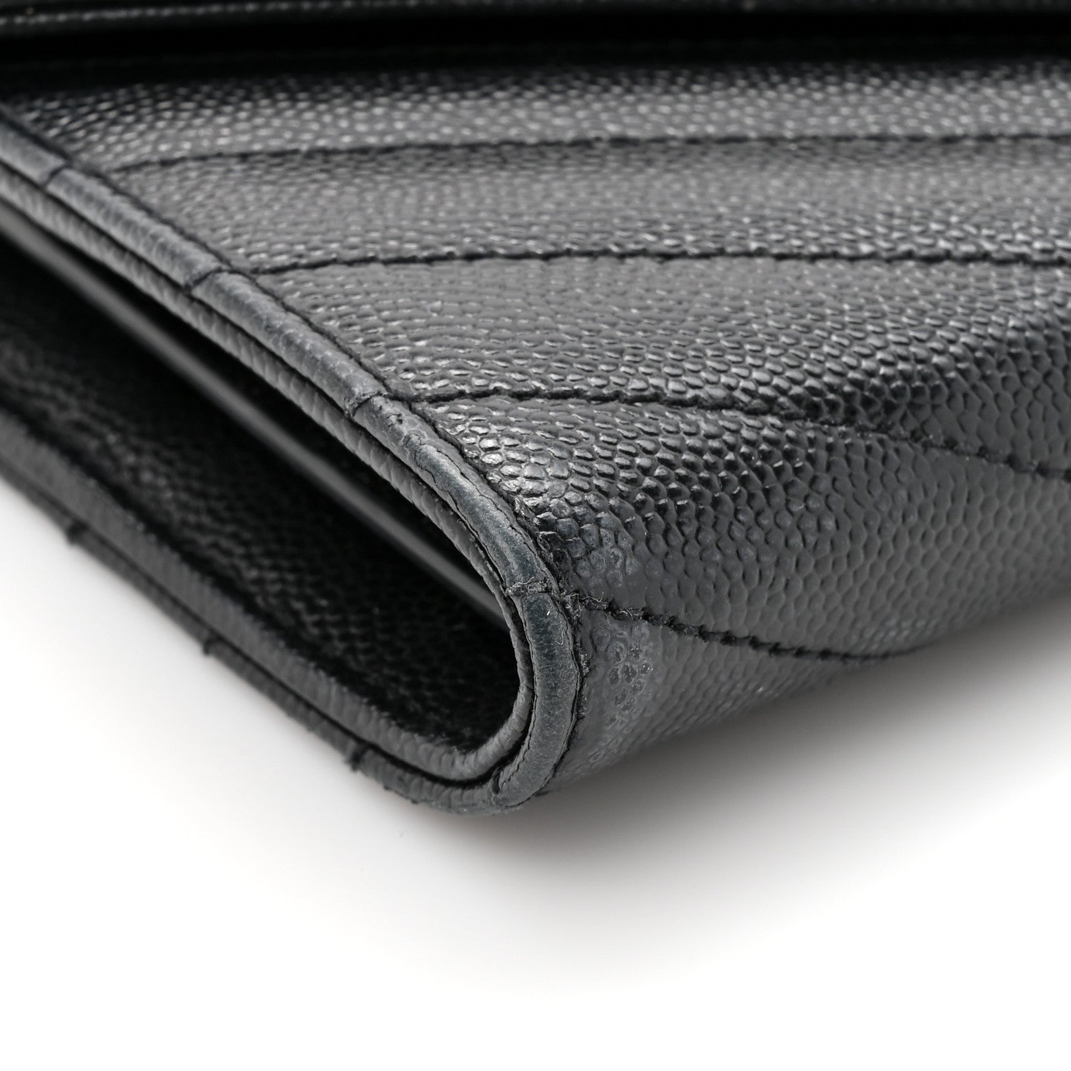Grain De Poudre Matelasse Chevron Monogram Flap Wallet Black