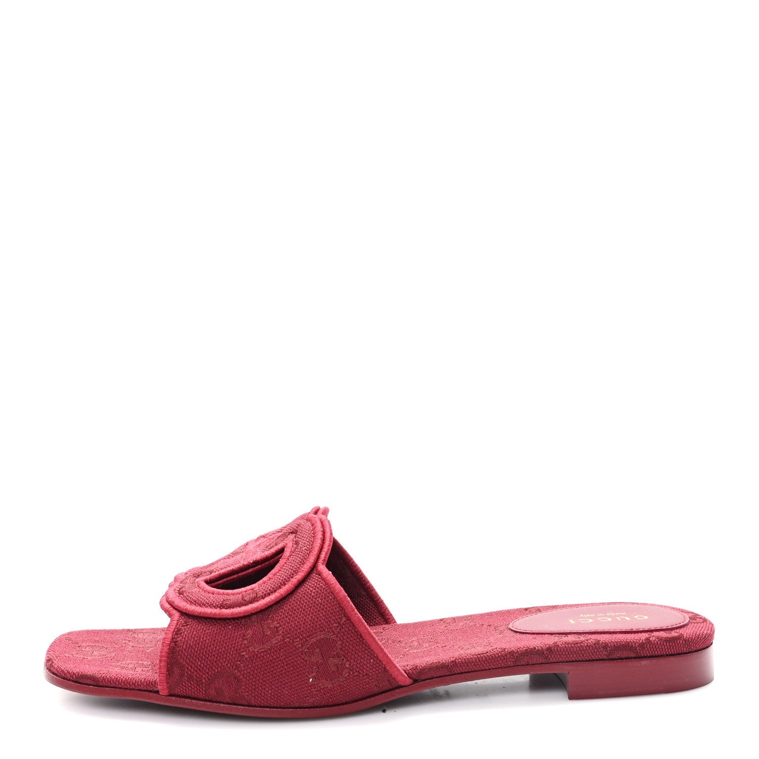 GG Canvas Interlocking G Cut Out Slide Sandals 37.5 Rosso Ancora