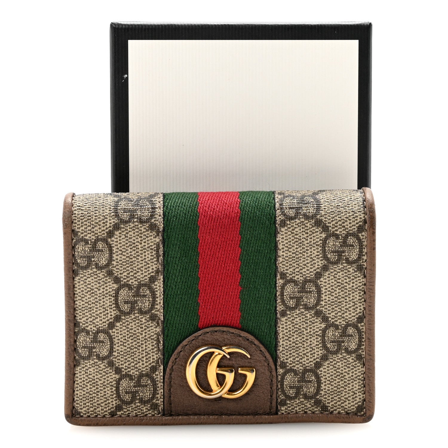 X DISNEY GG Supreme Monogram Web Three Little Pigs Ophidia Card Case Wallet Beige New Acero