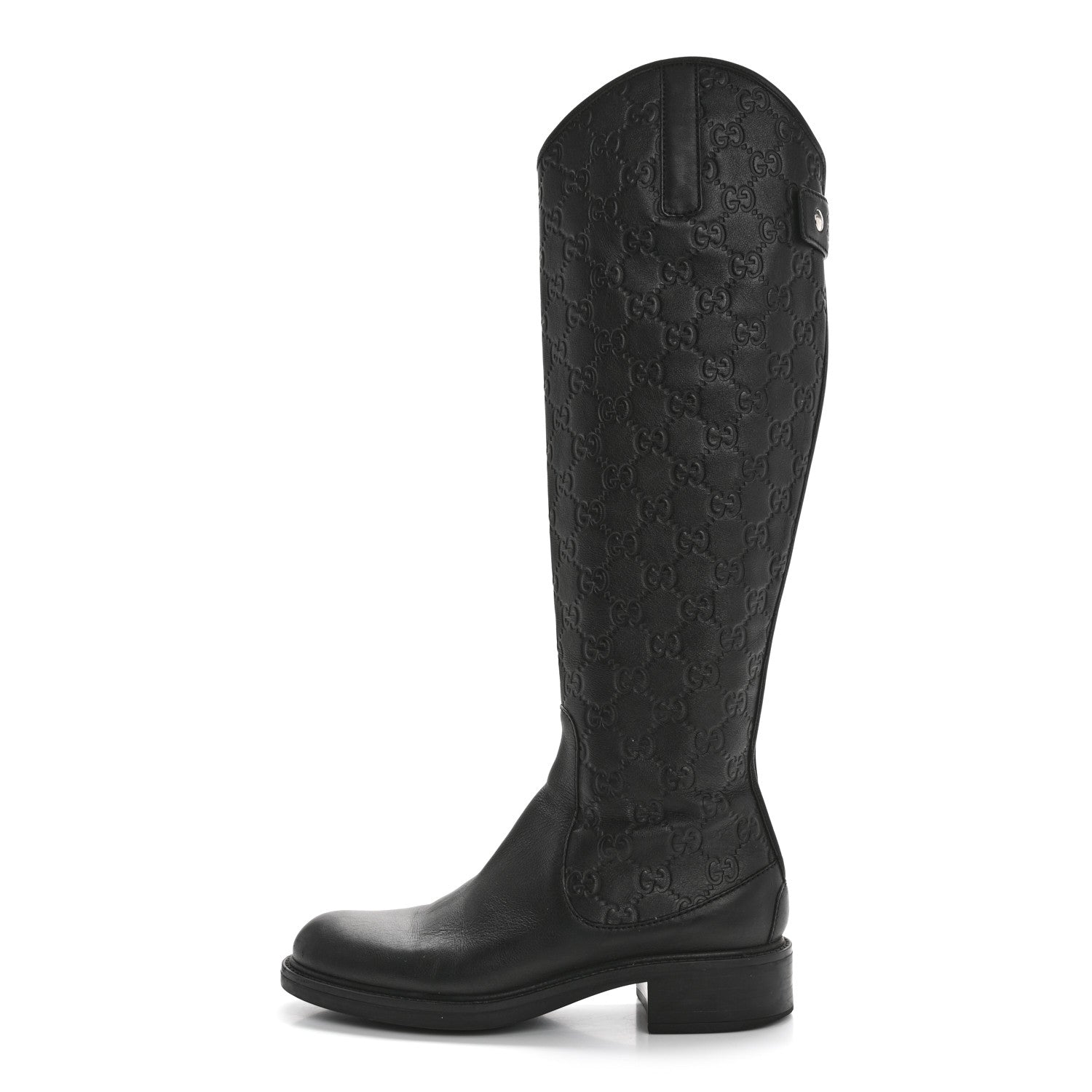Guccissima Calfskin Miro Soft Knee High Riding Boots 35 Black