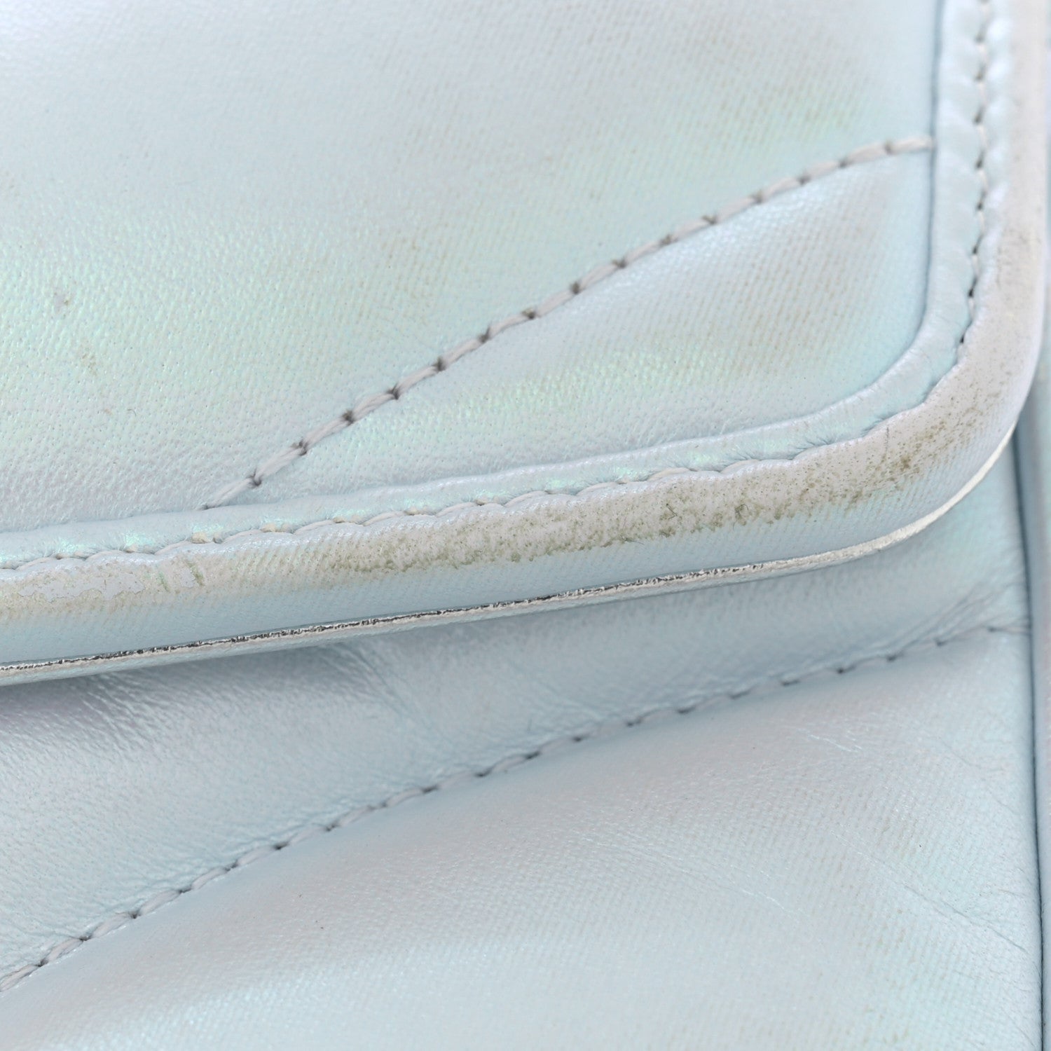 Iridescent Nappa Chevron Matelasse Small GG Marmont Shoulder Bag Iridescent Snow Light Blue