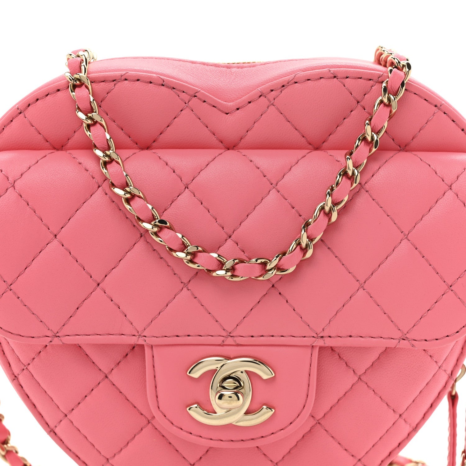 Lambskin Quilted CC In Love Heart Bag Pink