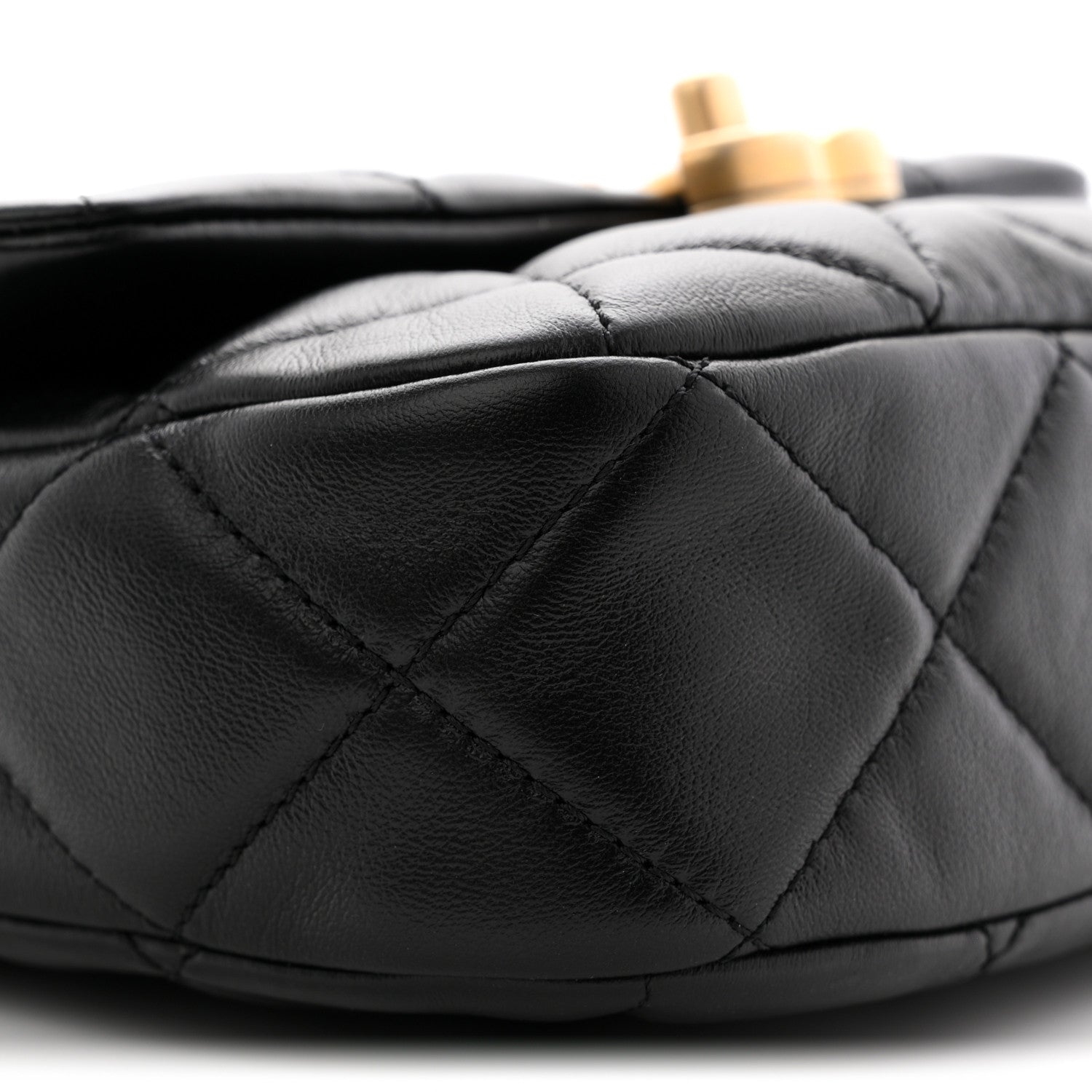 Lambskin Quilted Mini Lacquered Chain Flap Black
