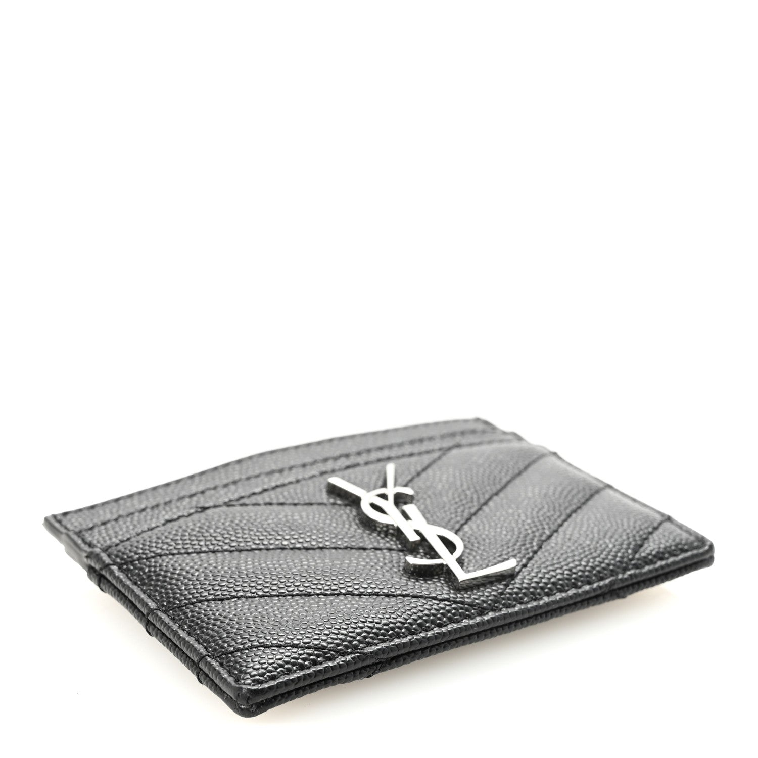 Grain De Poudre Matelasse Chevron Monogram Credit Card Case Black